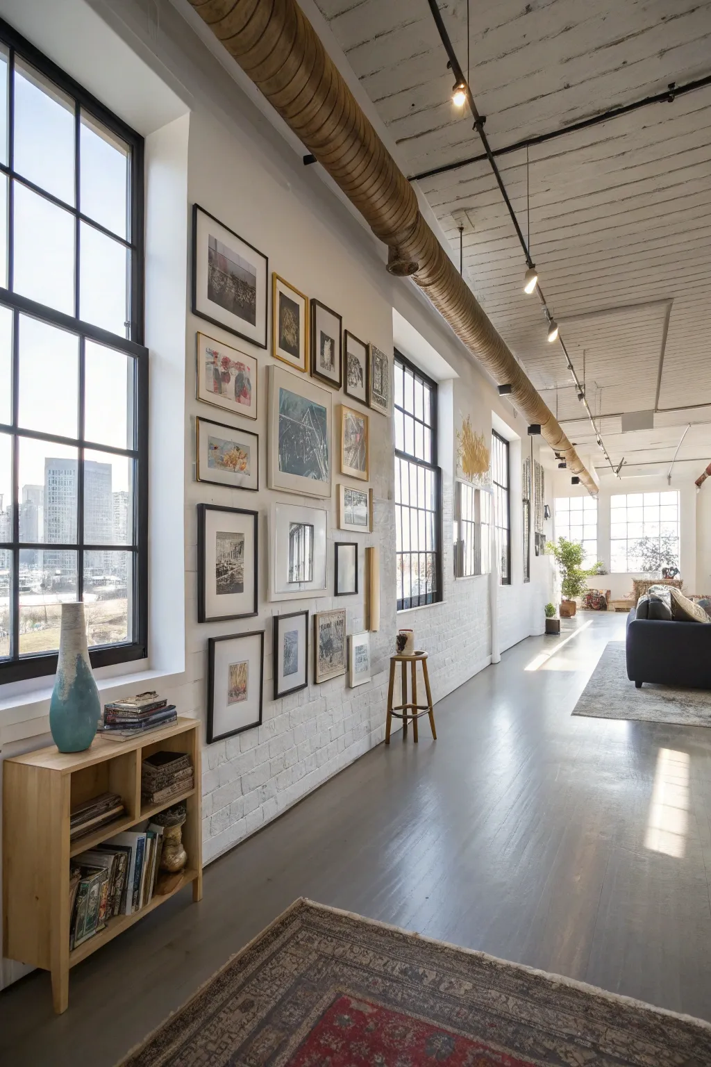 A gallery wall adds personal flair.