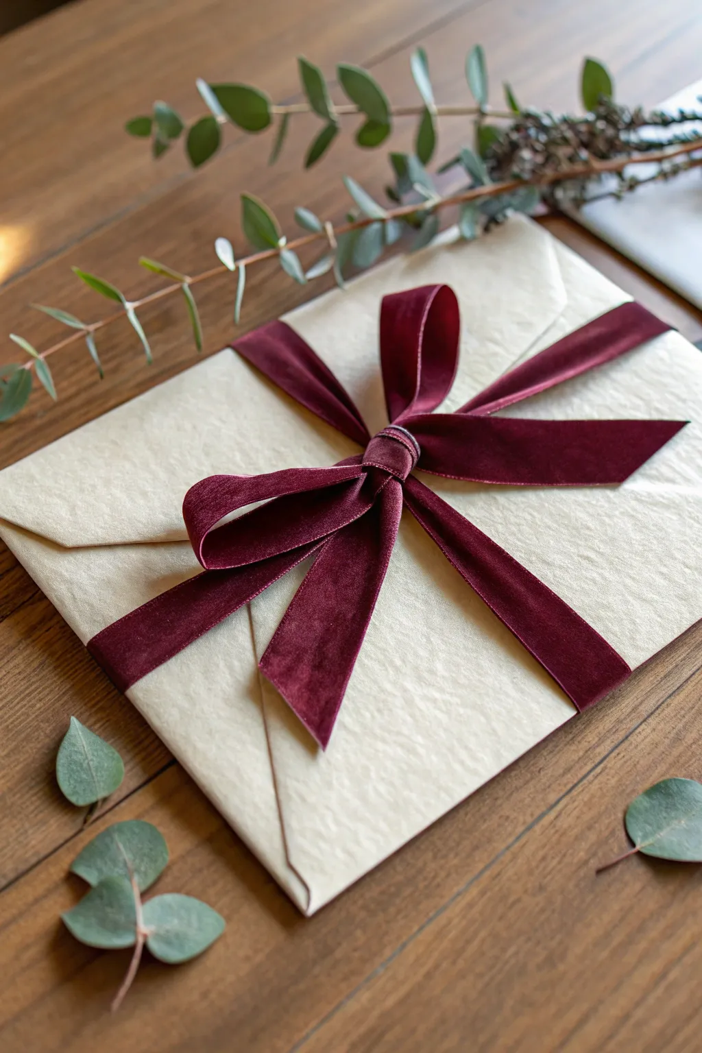 Add a touch of elegance to your love letters with a velvet ribbon tie.