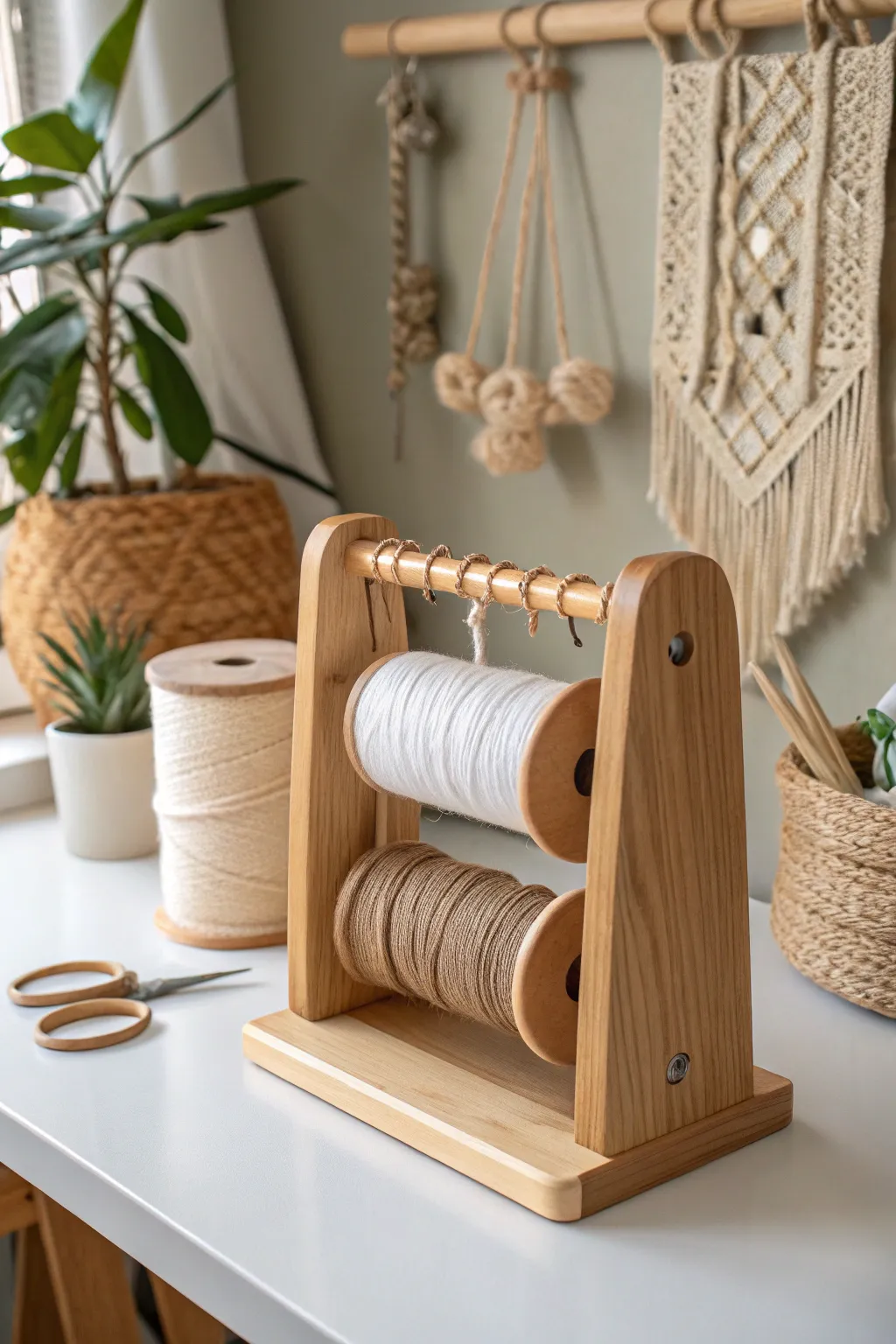 Elevate your macrame game with dedicated spool holders that blend style and functionality. 🌿✨