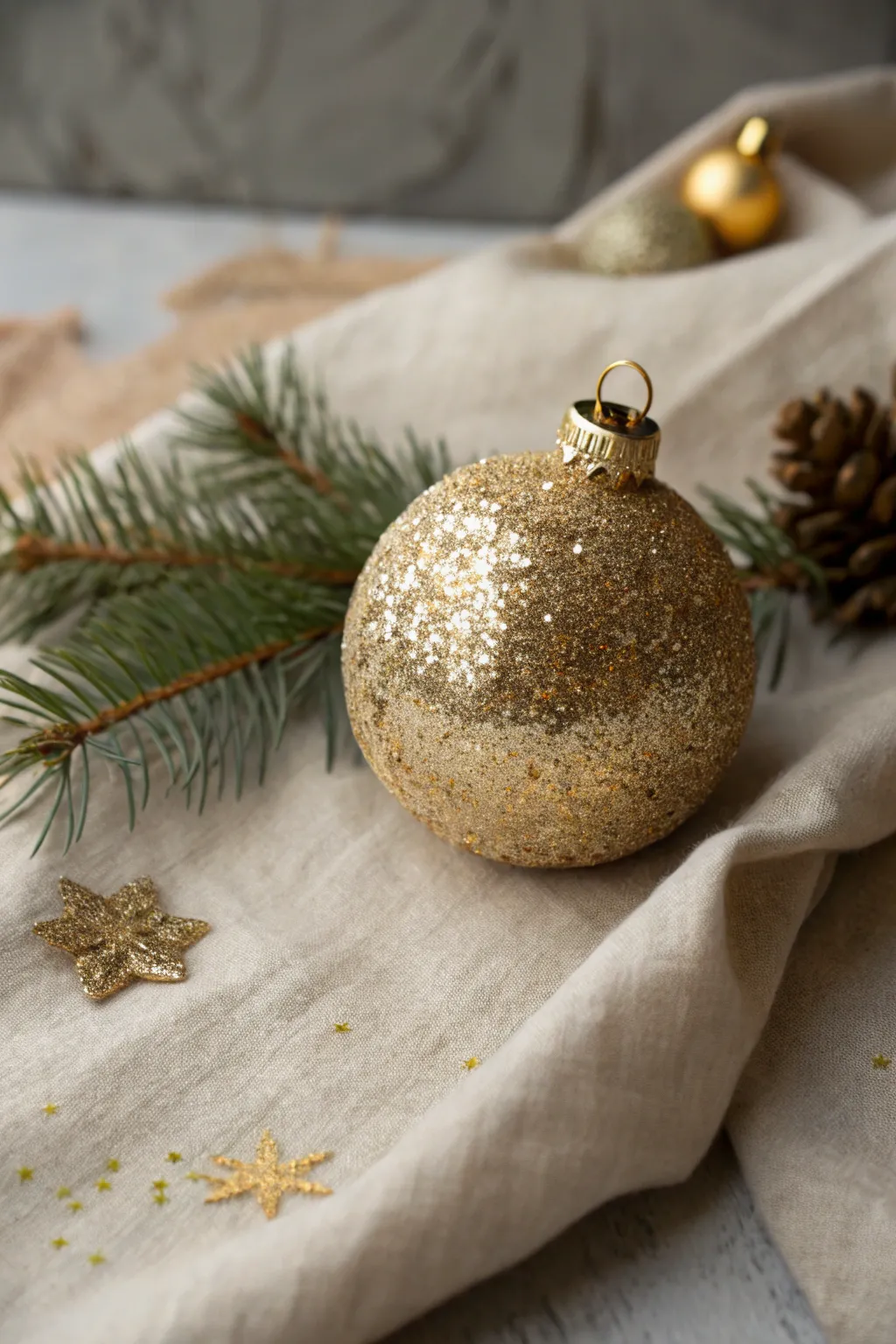 Add a touch of sparkle to your holiday with handcrafted glitter baubles.