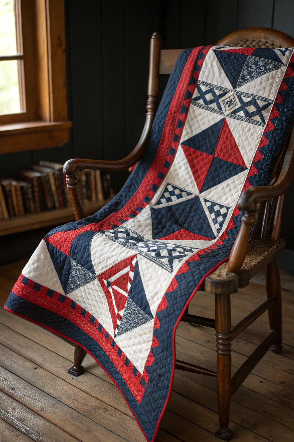 Elevate your space with a touch of bold red in exquisite quilt craftsmanship.