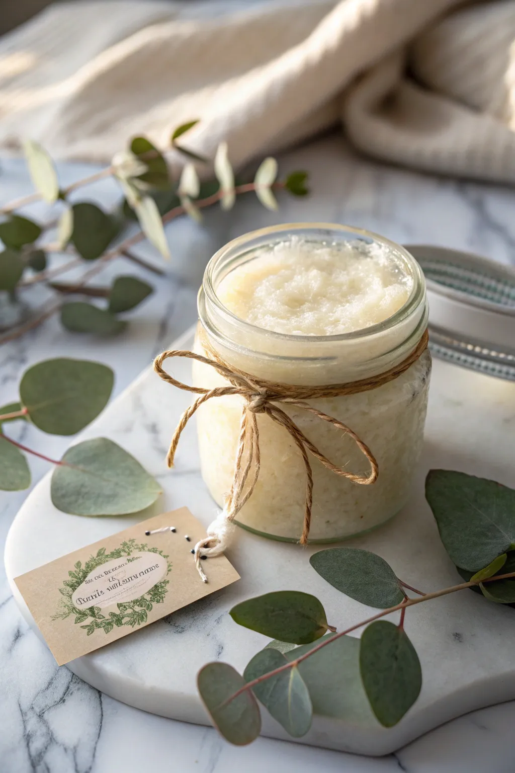 Indulge in pure luxury with this handcrafted sugar scrub, a perfect gift for those who cherish simplicity and elegance.