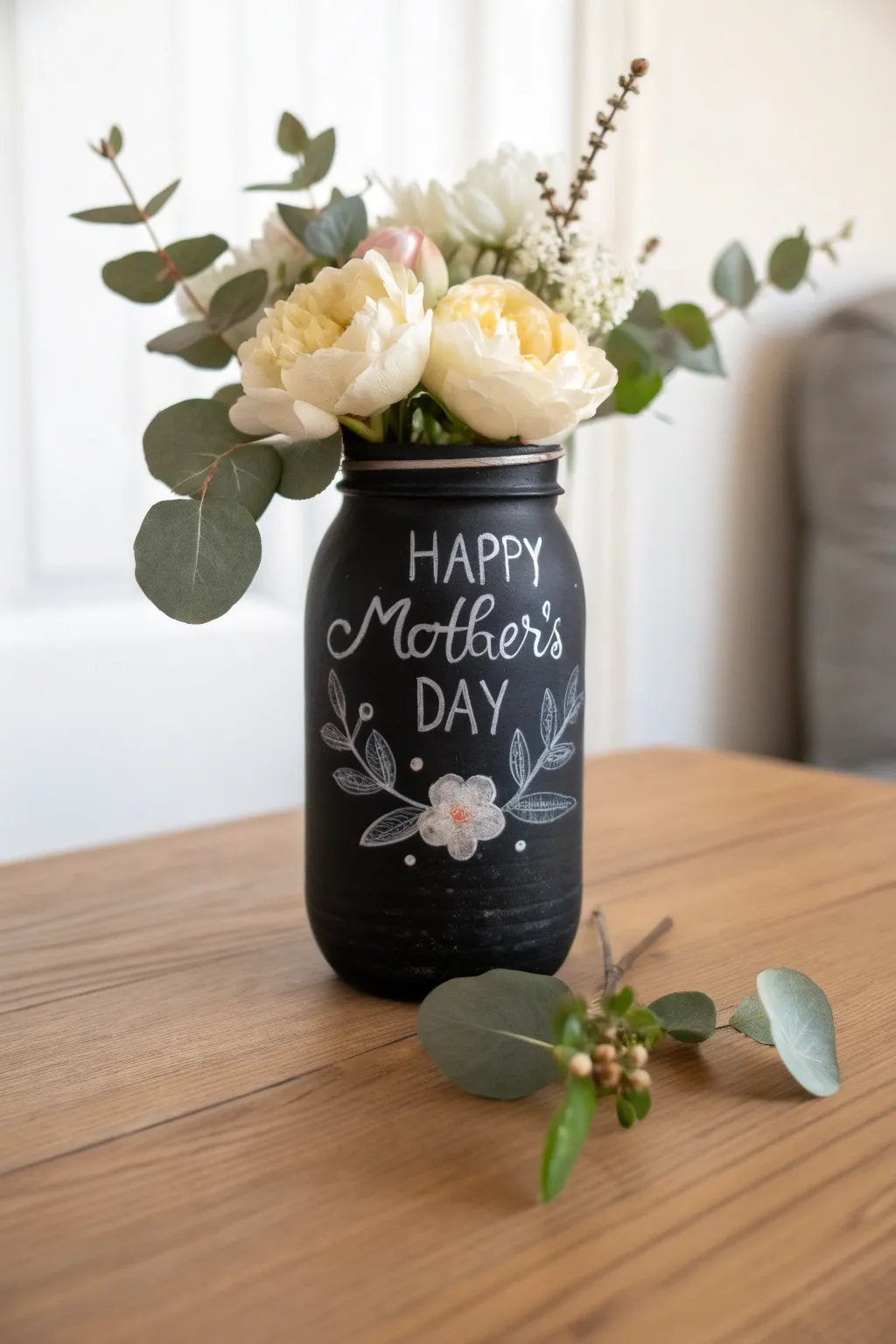 Craft a heartfelt message with a charming chalkboard vase this Mother’s Day. 🖤🌸 #MothersDayCraft #MinimalistBeauty