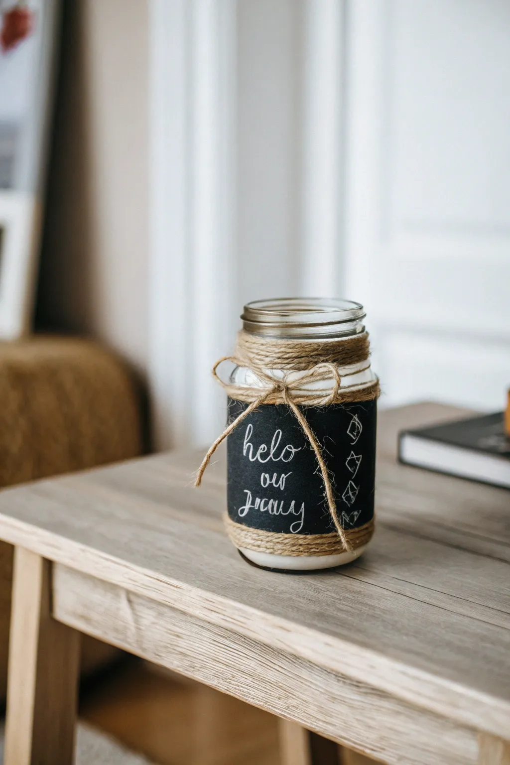 Transform your space with the charm of a mason jar chalkboard sign – where simplicity meets creativity.
