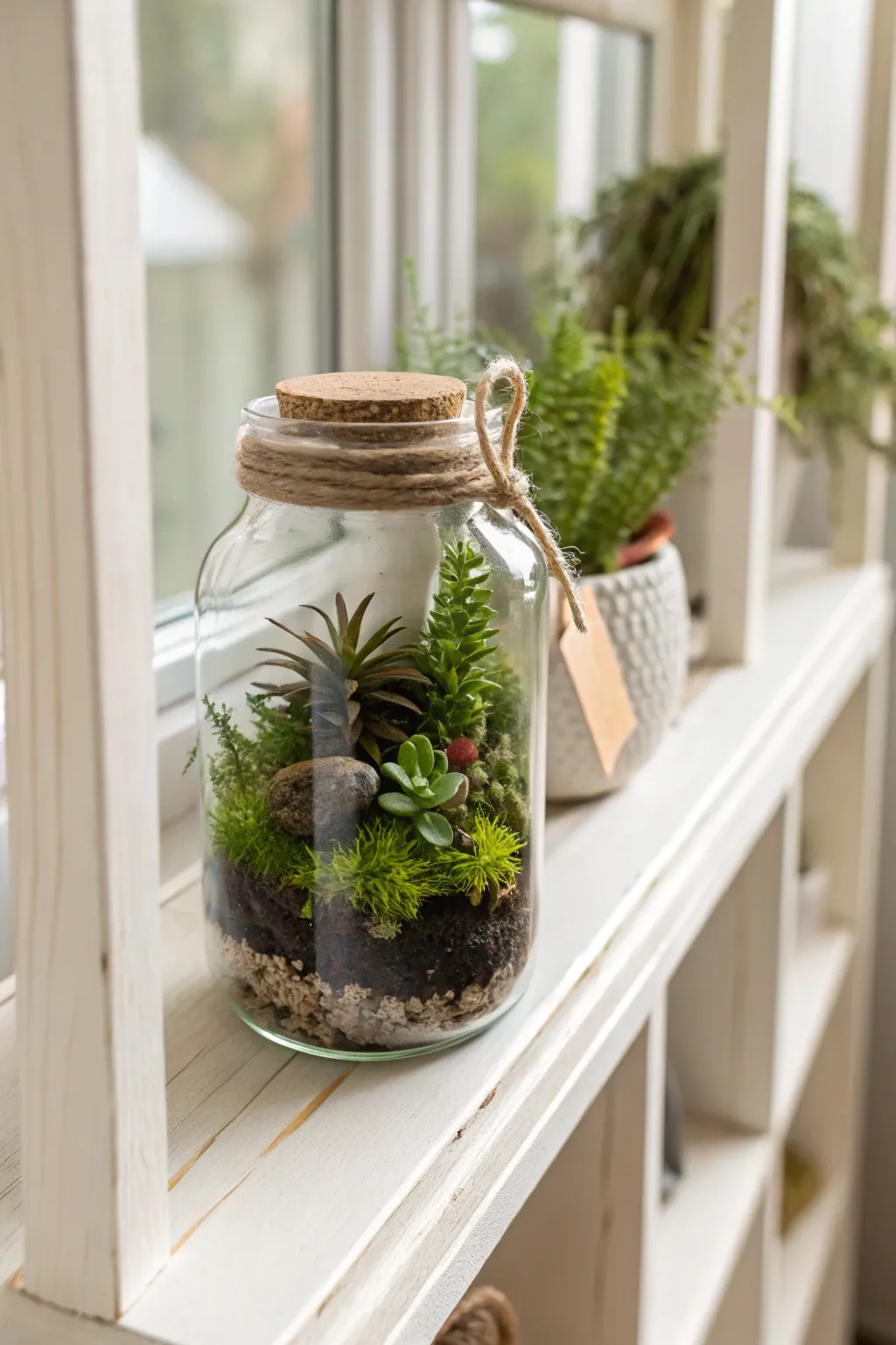 Bring a slice of the rainforest into your home with this charming mason jar terrarium!