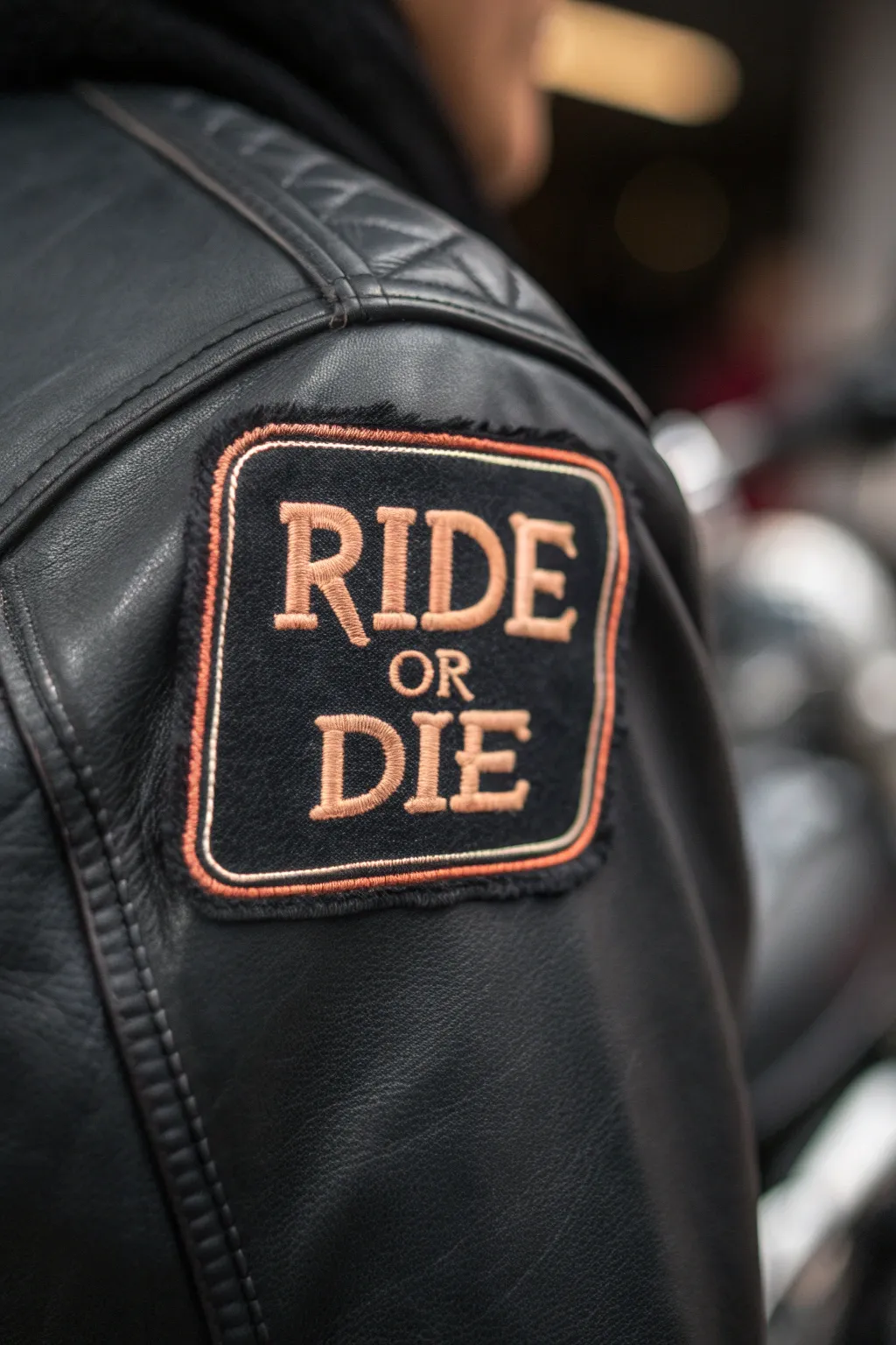 Illuminate your ride with a glow-in-the-dark 'Ride or Die' patch, perfect for night-time adventures.