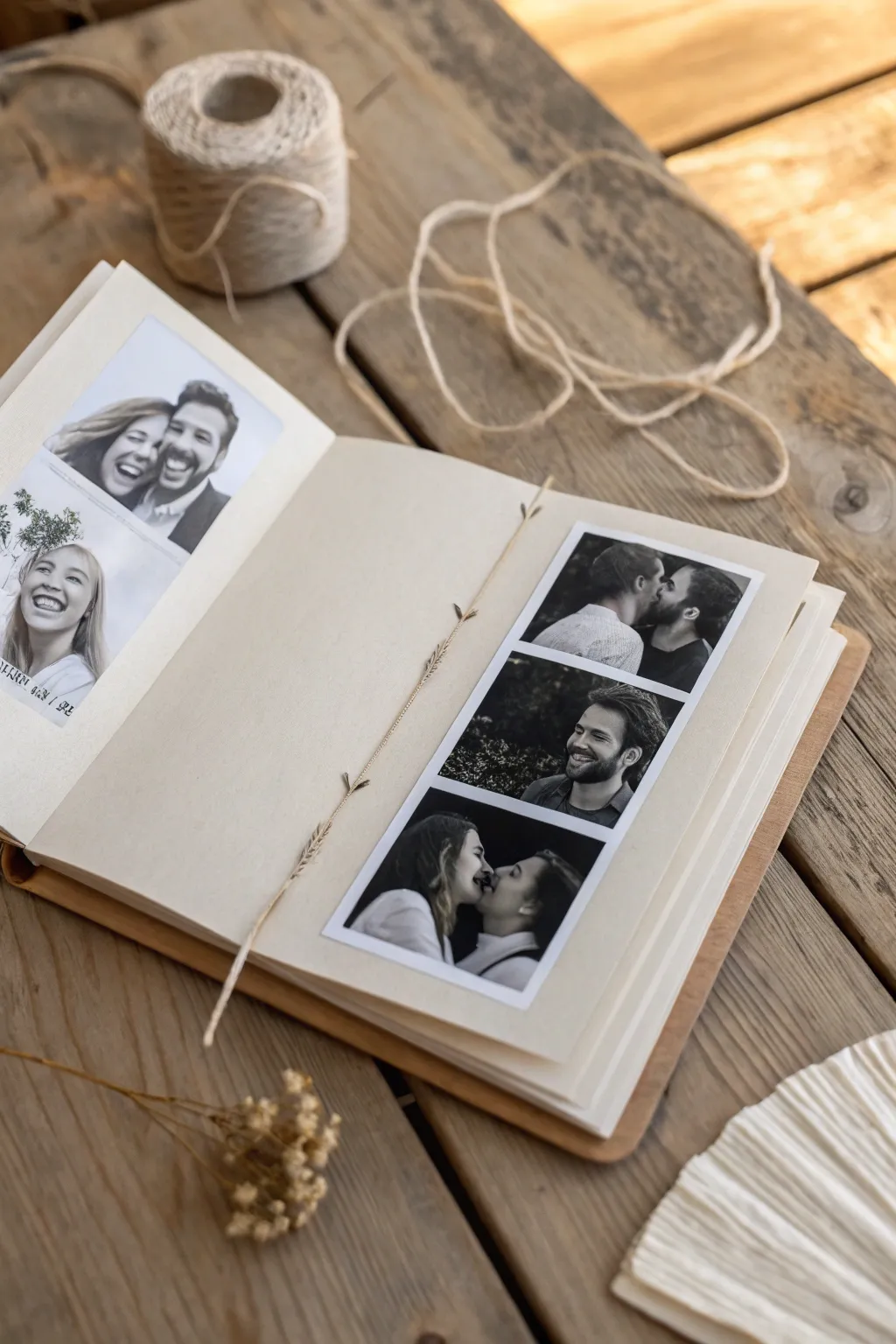 Capture the spontaneity of love with charming photo booth memories. 📸💕 #MemoryBookIdeas #MinimalistRomance