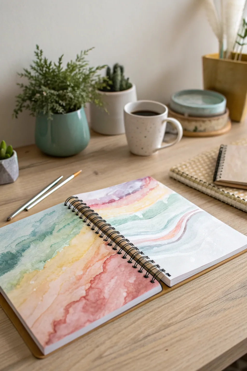 Embrace the art of letting go with abstract watercolor wonders. 🌿🎨 #CreativeFreedom #ScandiBoho