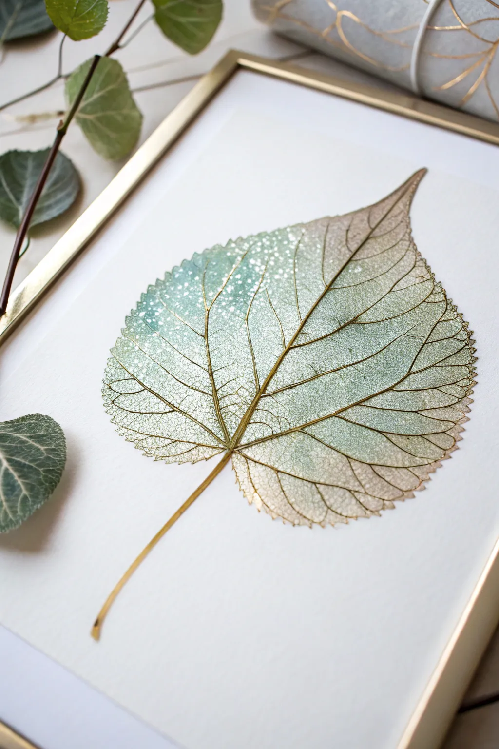 Embrace the elegance of nature with shimmering metallic leaves.