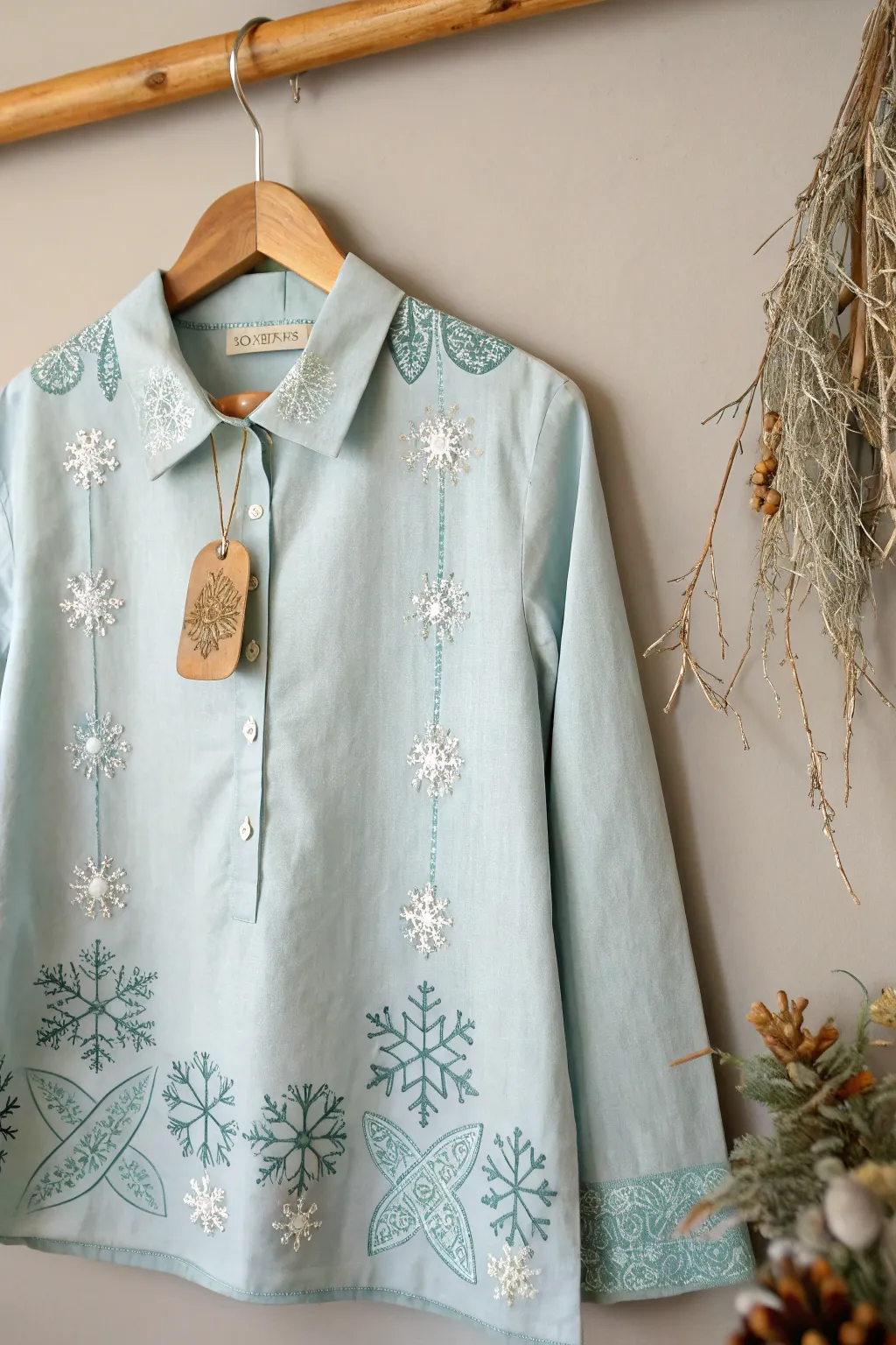 Embrace the cozy charm of winter with a shirt that captures the season's magic in minimalist style.