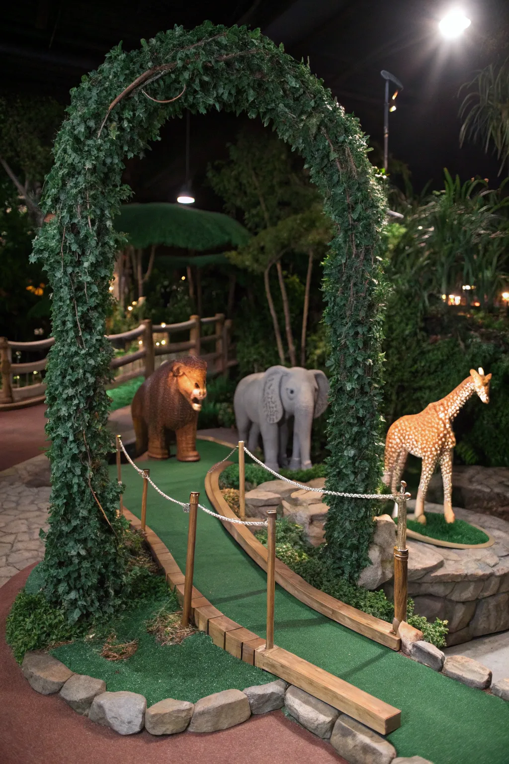 Step into the wild with this jungle safari-themed mini golf hole, where craftsmanship meets adventure.
