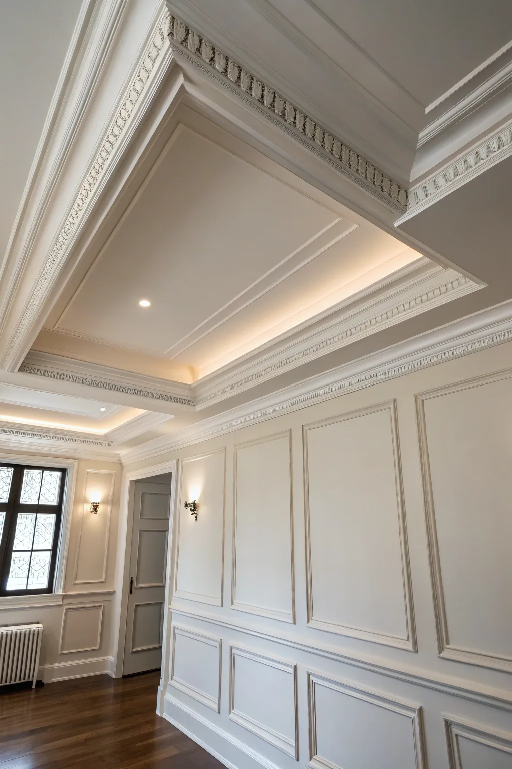 Seamless corners in minimalist crown molding for a polished look.