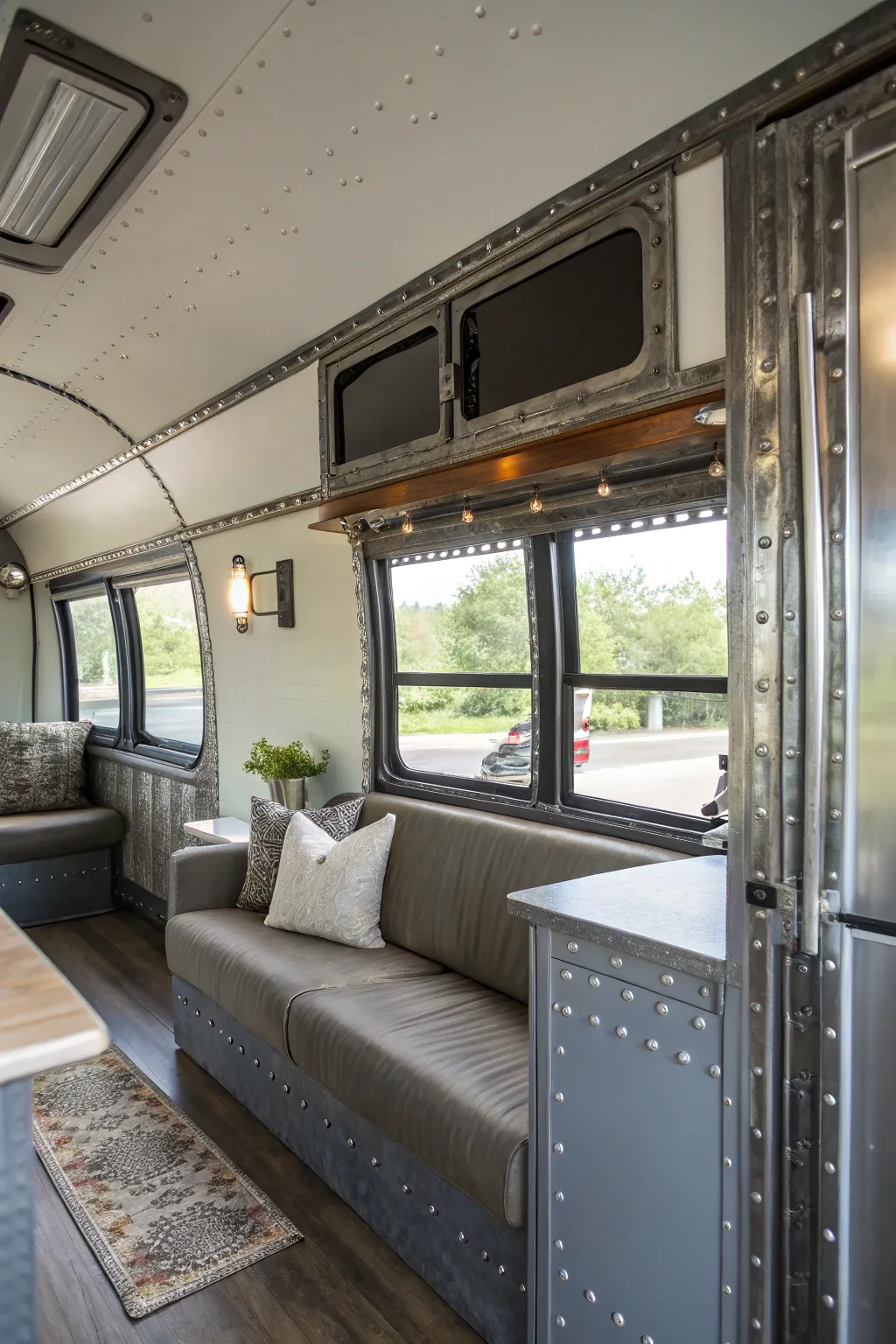 Industrial metal trim adds a modern edge to your decor.