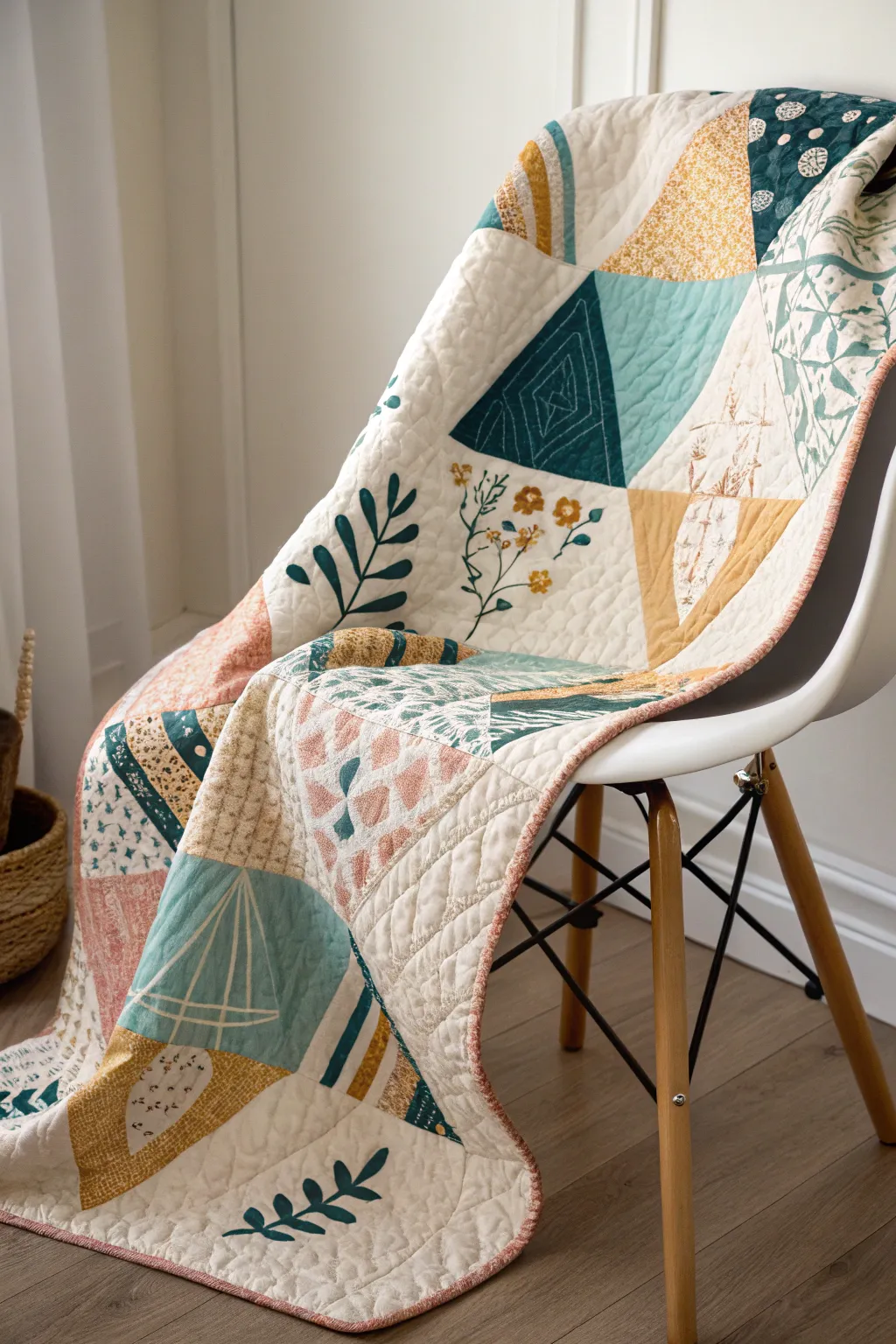 Unleash your creativity with eclectic quilt designs that blend modern minimalism with bohemian charm.