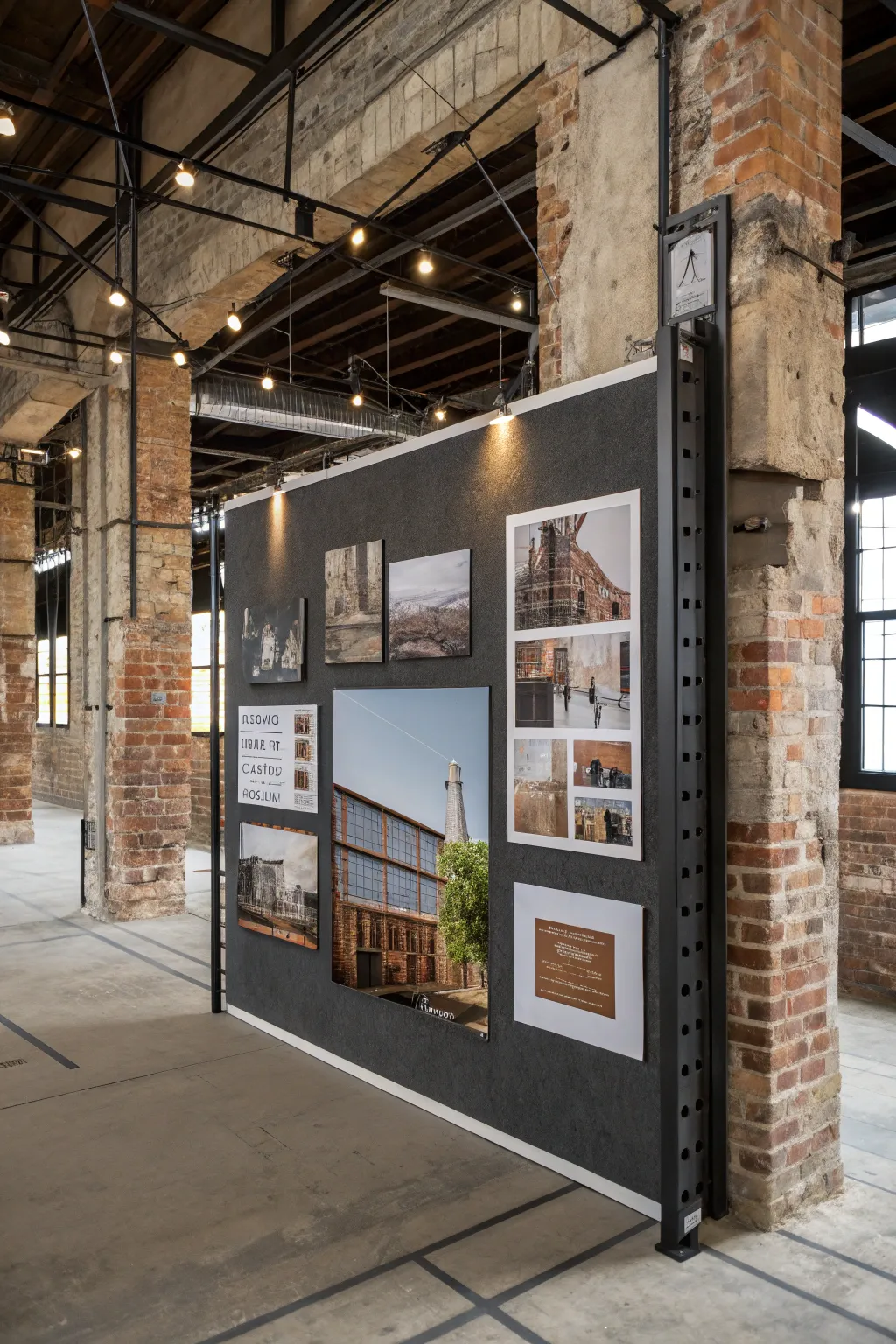 Industrial mood board with urban loft influences.