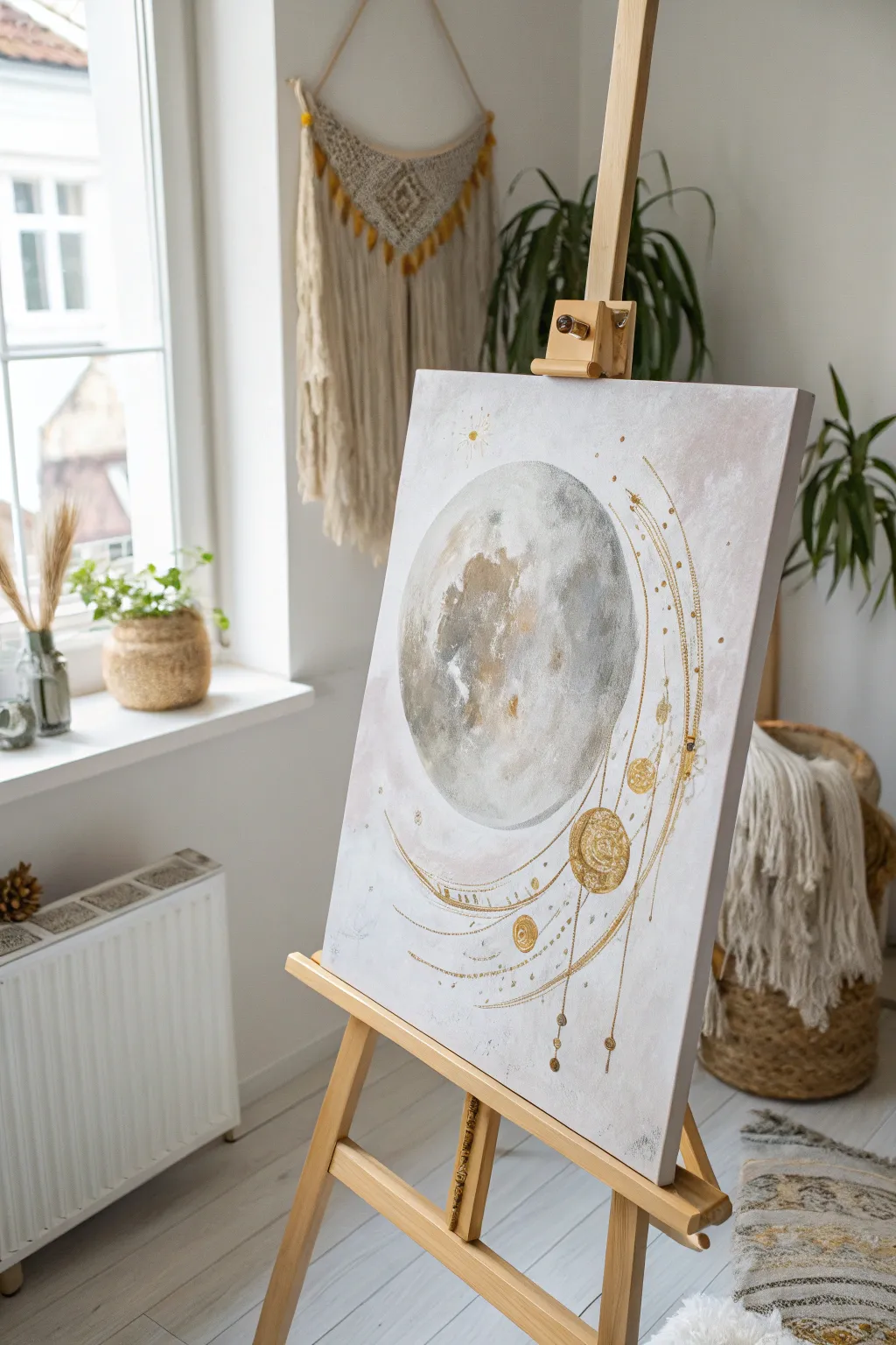 Embrace the beauty of abstract moon art—a perfect blend of simplicity and creativity.