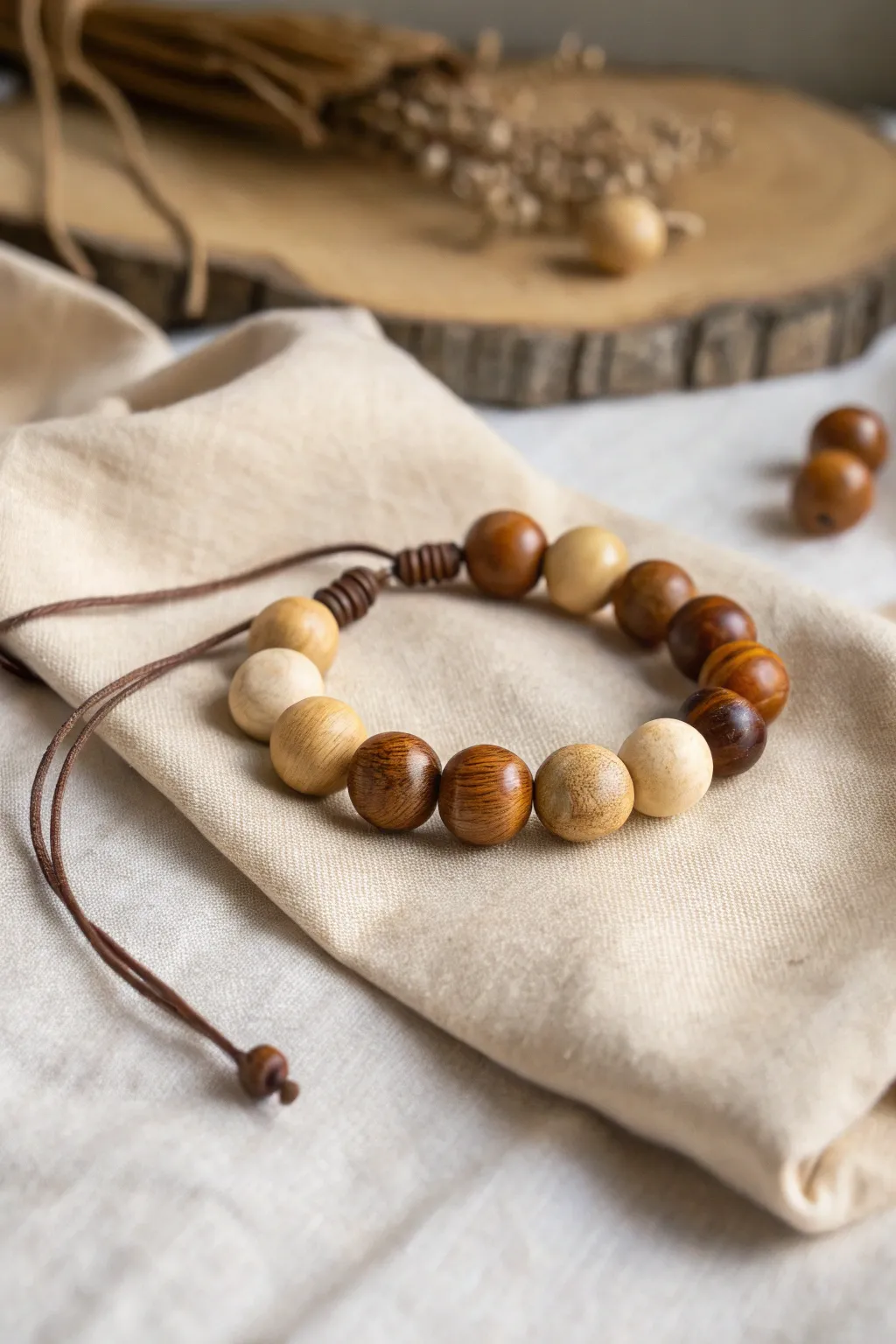 Celebrate Mother's Day with the timeless elegance of a handcrafted wooden bead bracelet, where simplicity meets natural beauty.