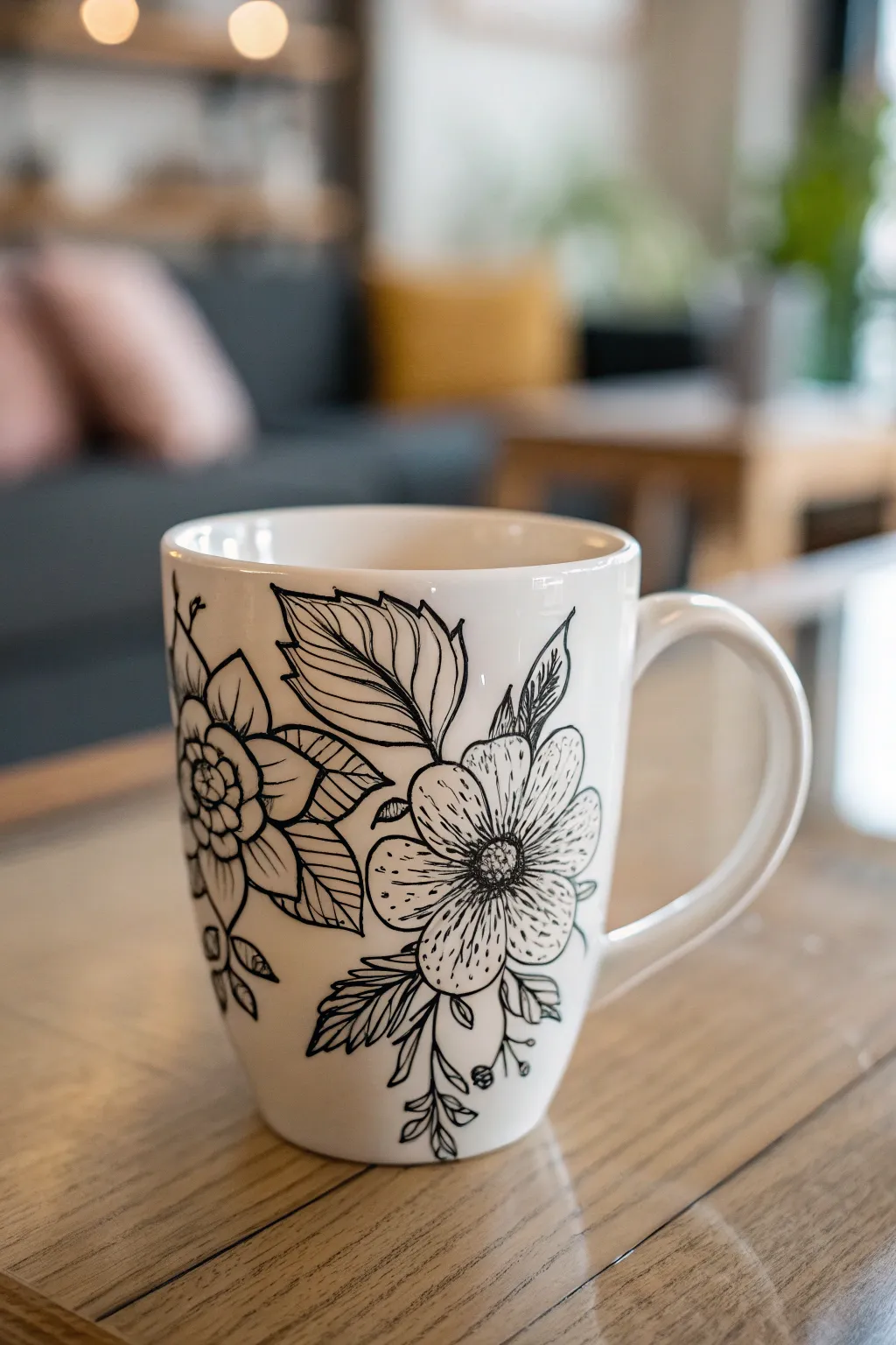 Embrace the elegance of monochrome floral artistry in your kitchen.