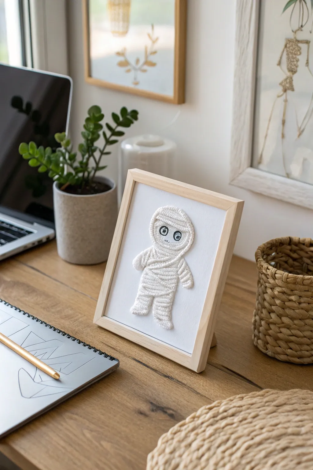Explore the art of texture with this Scandinavian-inspired 'Shaving Cream Mummy' craft idea. Perfect for a touch of boho charm!