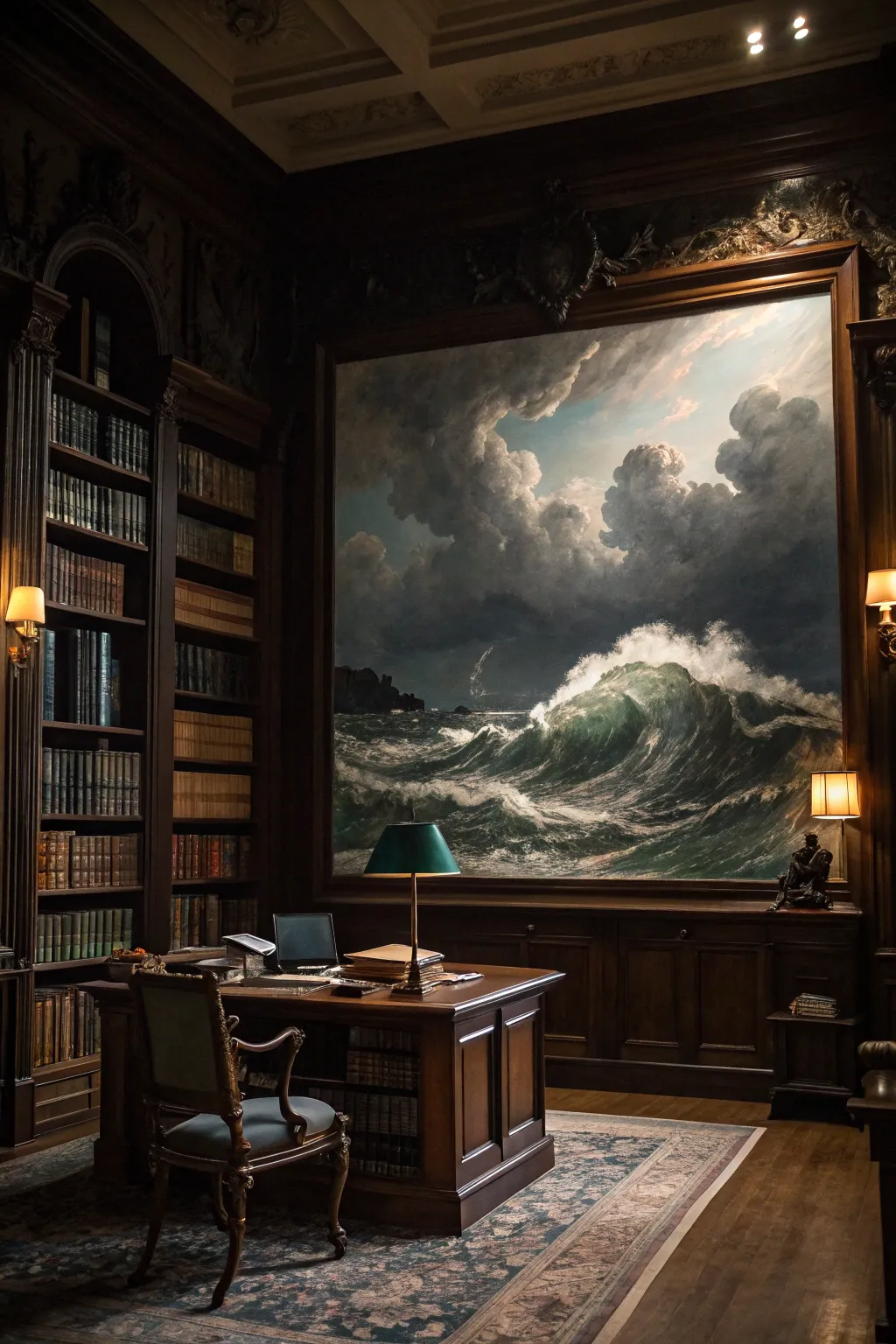 Add intensity to your space with stormy sea paintings.