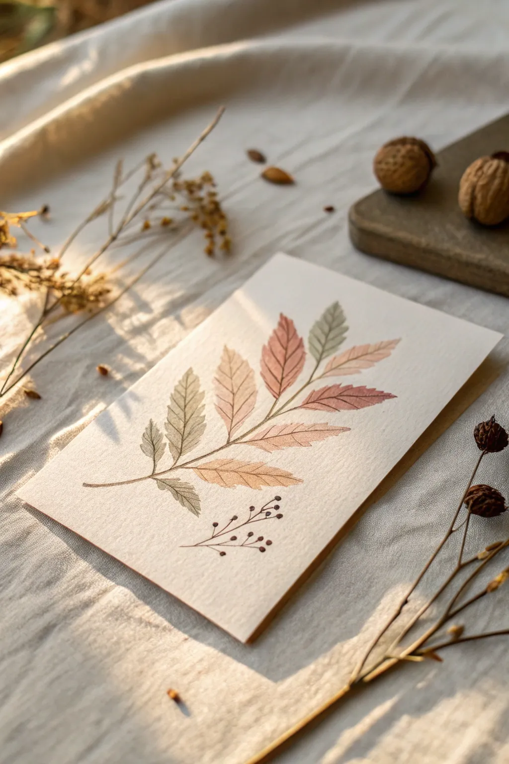 Capture the essence of nature's beauty with this handcrafted leaf print note card.