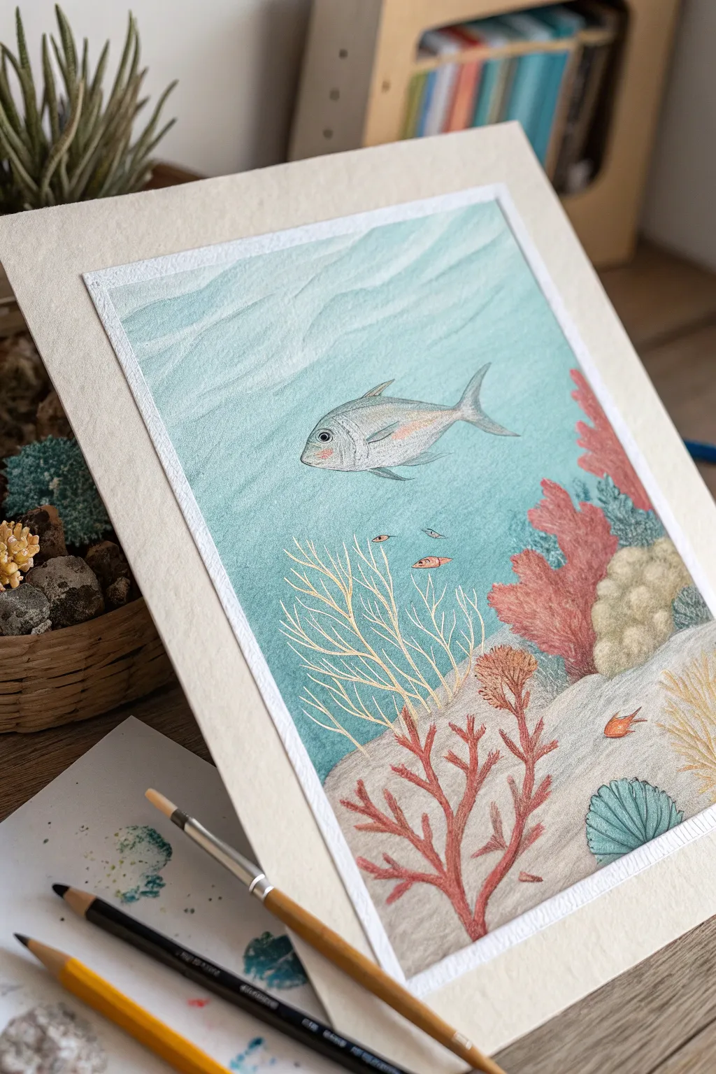 Immerse yourself in the serene beauty of a minimalist underwater world, where art meets tranquility.