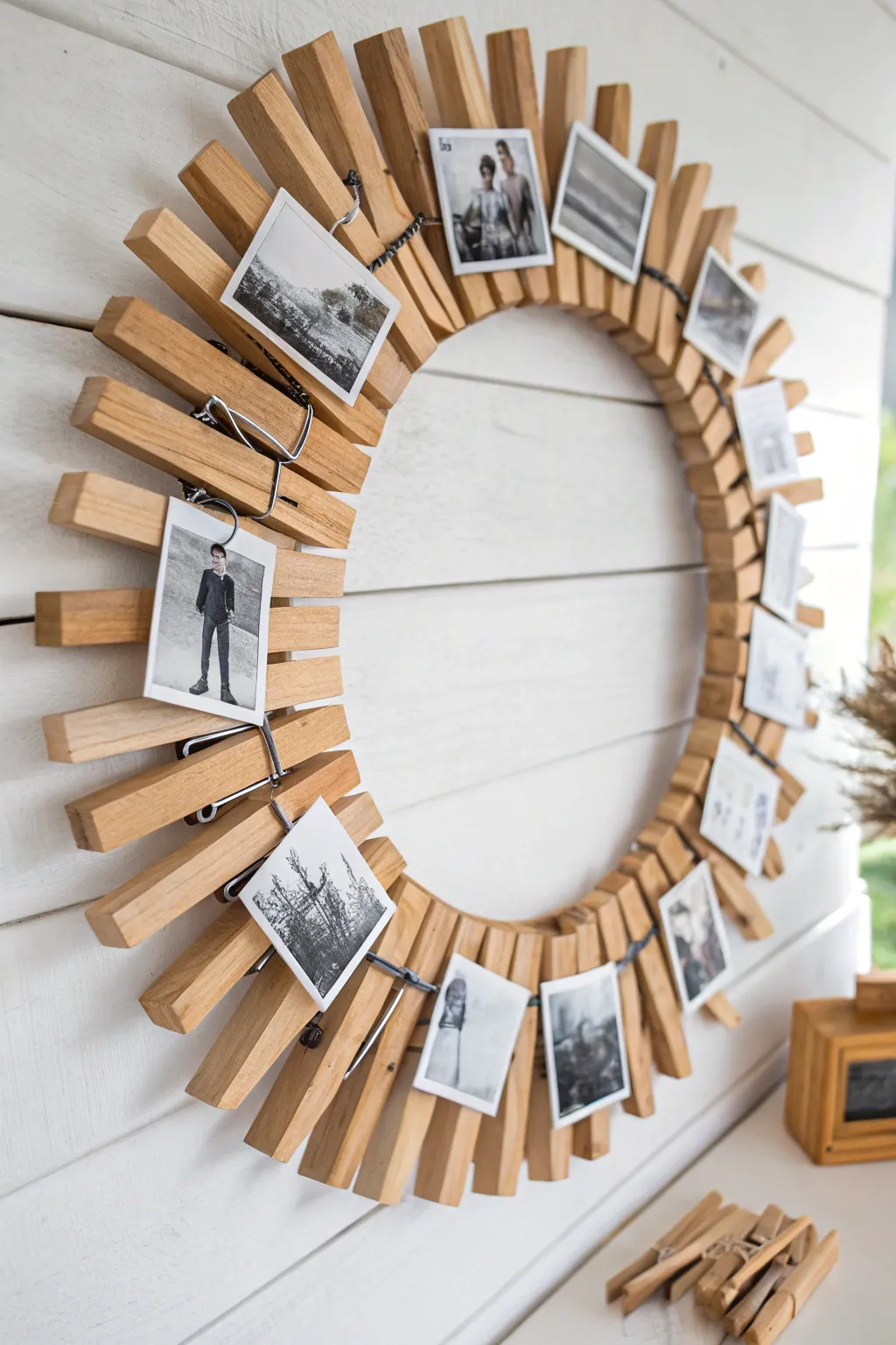 Transform memories into art with this charming clothespin picture frame.
