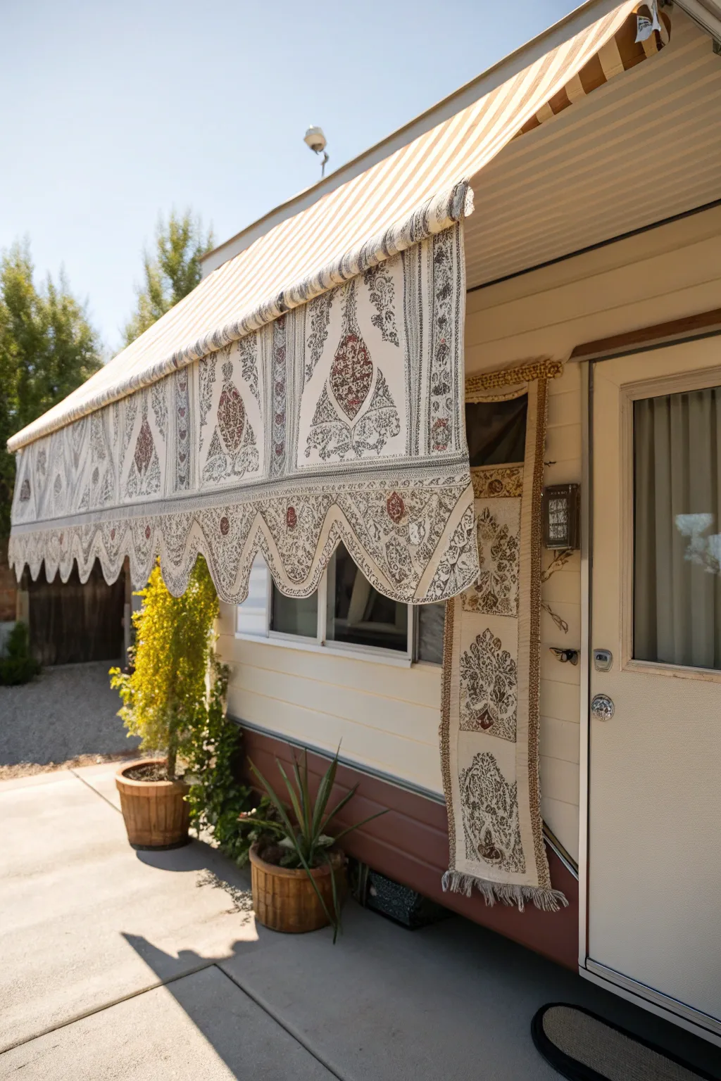 Elevate your mobile home with handcrafted awnings for timeless style and cool shade.