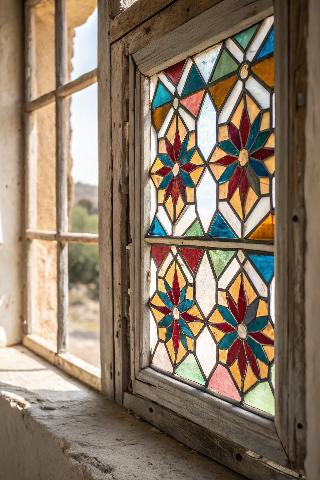 Transform your space with mosaic magic: a vibrant touch of artistry for your window.