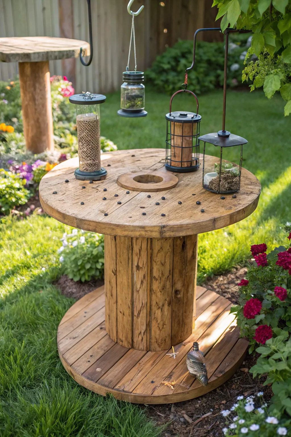 Elevate your garden's charm with this handcrafted bird feeder stand.
