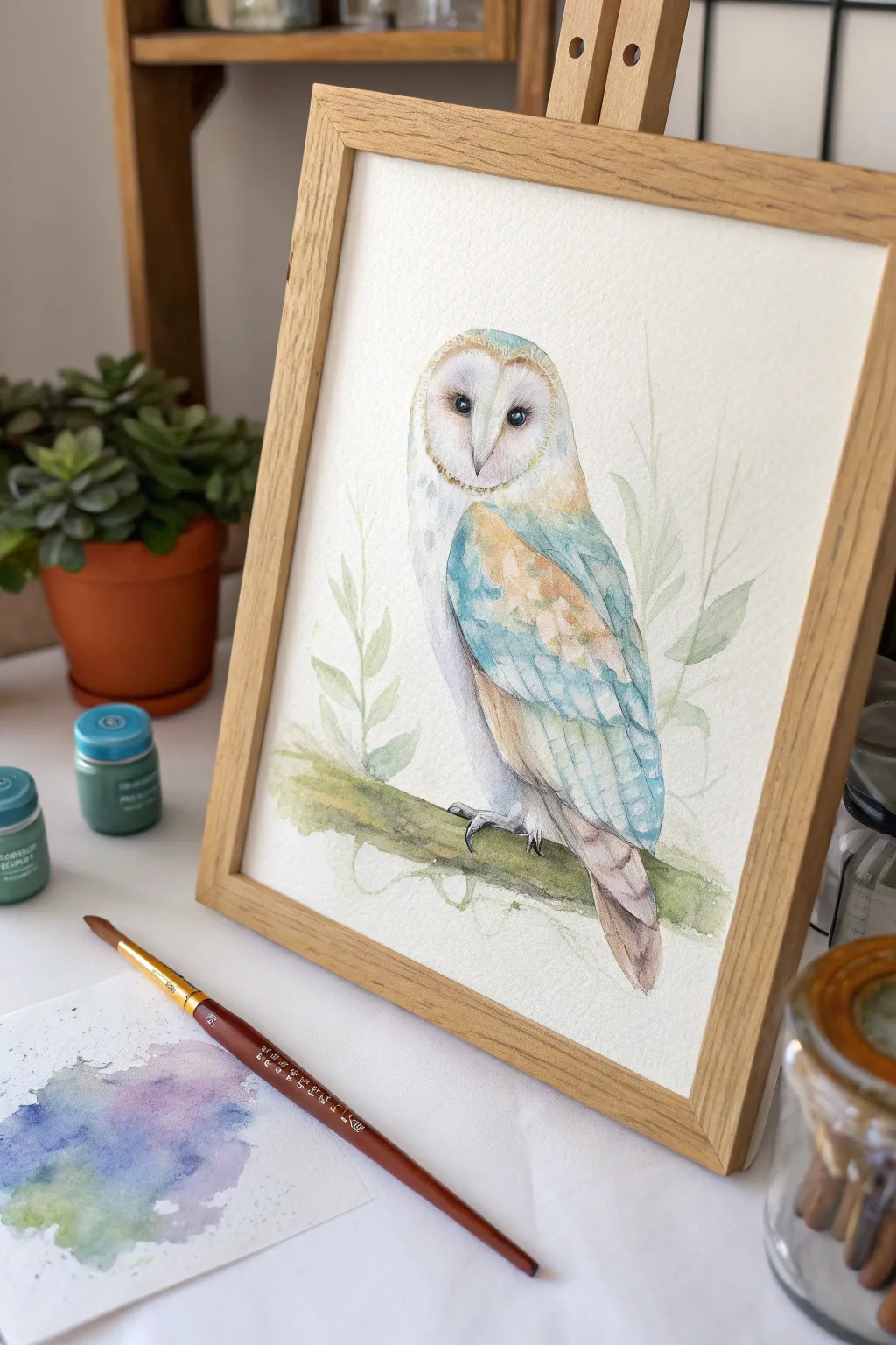 Embrace the serene elegance of nature with this ethereal watercolor owl—a perfect blend of simplicity and artistry.