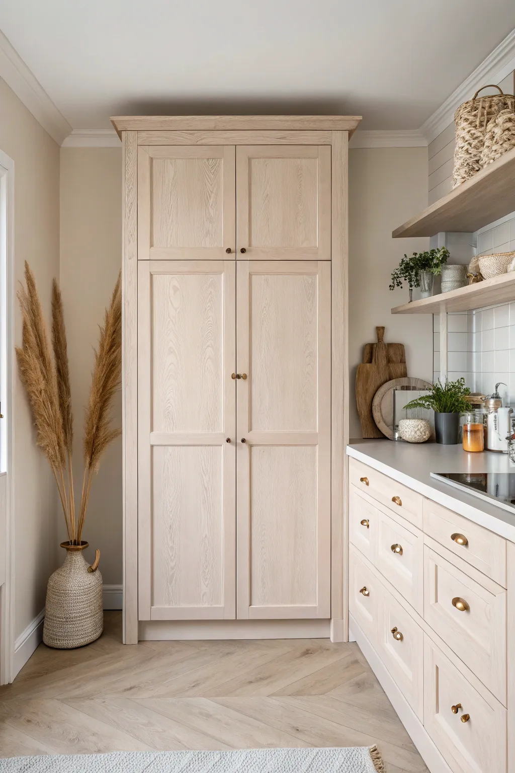 Transform your kitchen with the serene elegance of a single shade. Discover the beauty of soft beige for a seamless, spacious feel.