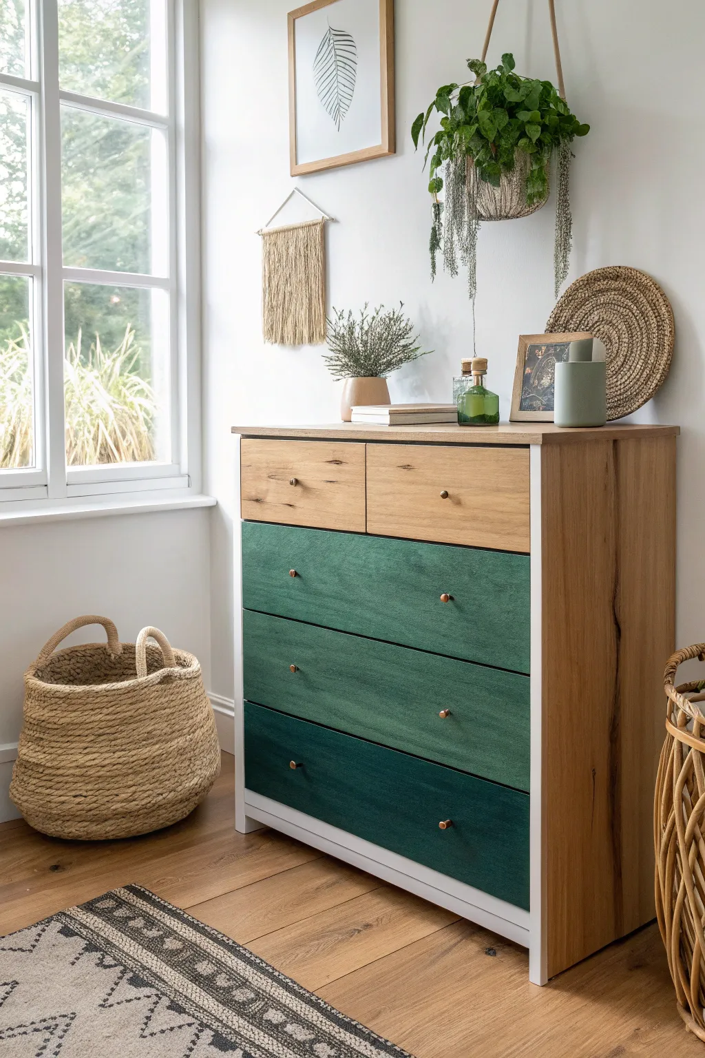 Elevate your space with a dip-dyed dresser: where modern artistry meets natural elegance.