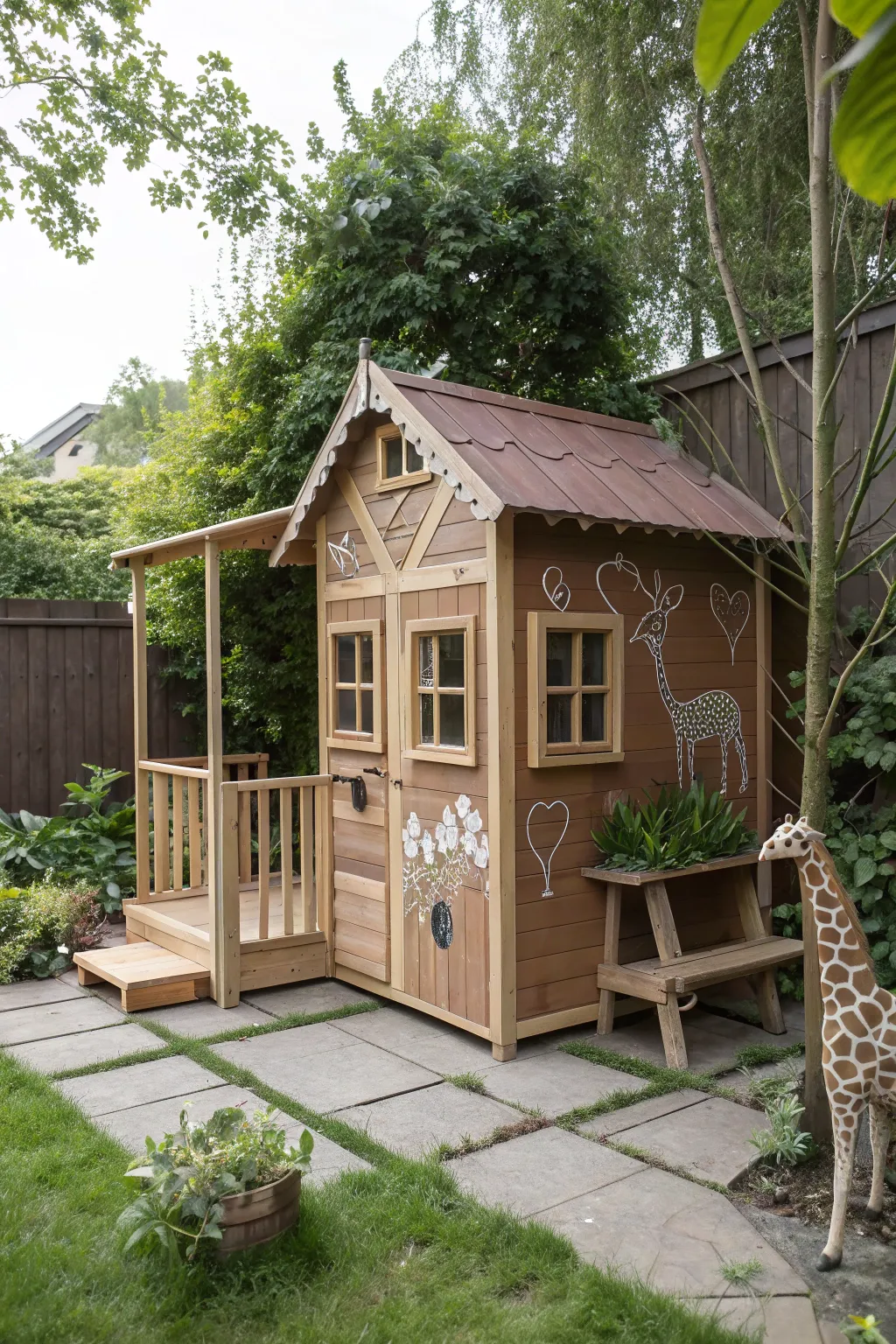 Embark on a Safari Adventure right in your backyard with this charming playhouse, where simplicity meets wild imagination.
