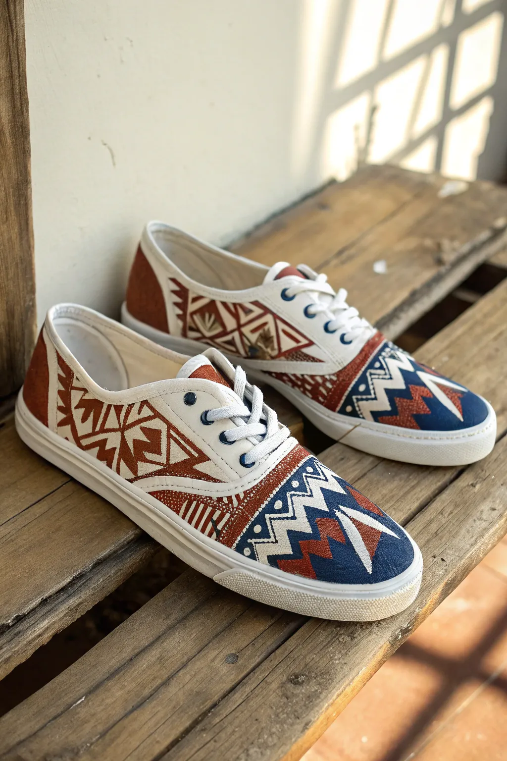 Step into tradition with Aztec-inspired artistry on your feet.