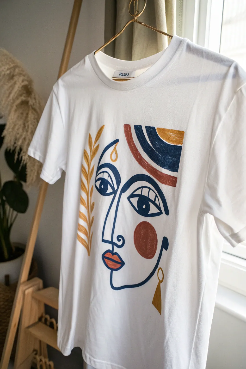 Transform your everyday wear into a canvas of whimsical expression with bold abstract faces!
