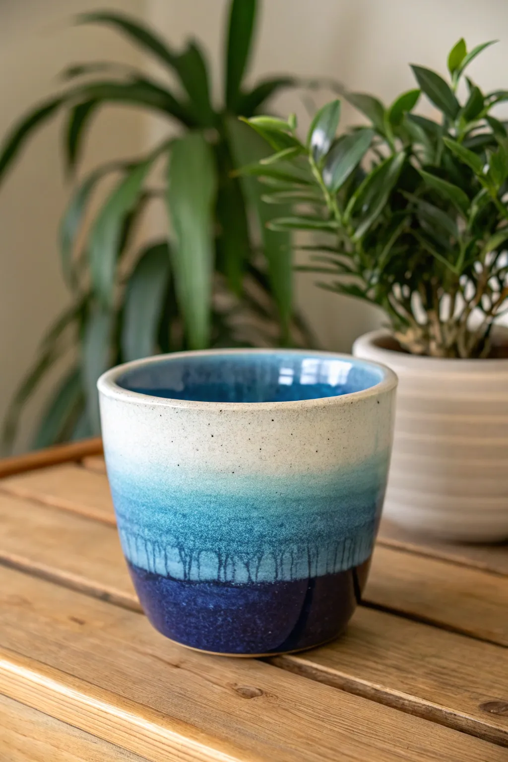 Transform your flower pot with a serene ombre effect and watch your space bloom with elegance. 🌿💙