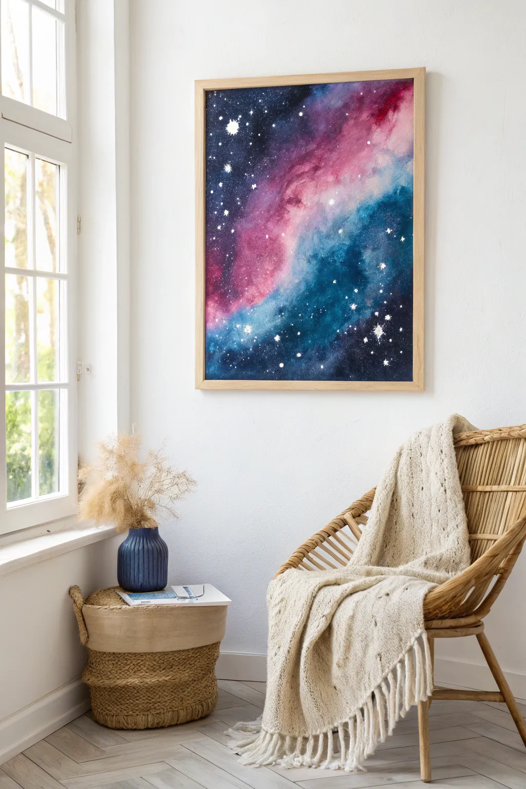 Embrace the cosmos with a touch of artistry and simplicity. 🌌✨ #GalaxyArt #ScandiBoho