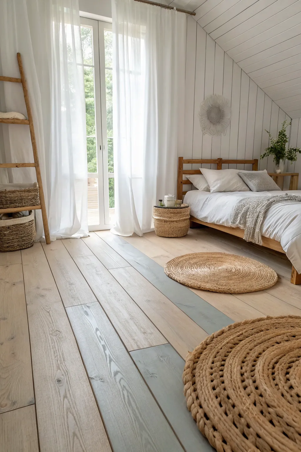 Transform your space with a two-tone wood floor, where simplicity meets modern elegance.