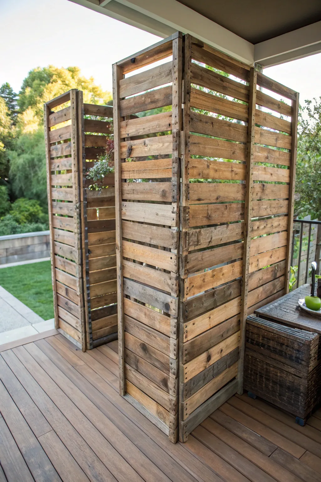 Elevate your outdoor space with a handcrafted pallet privacy screen.