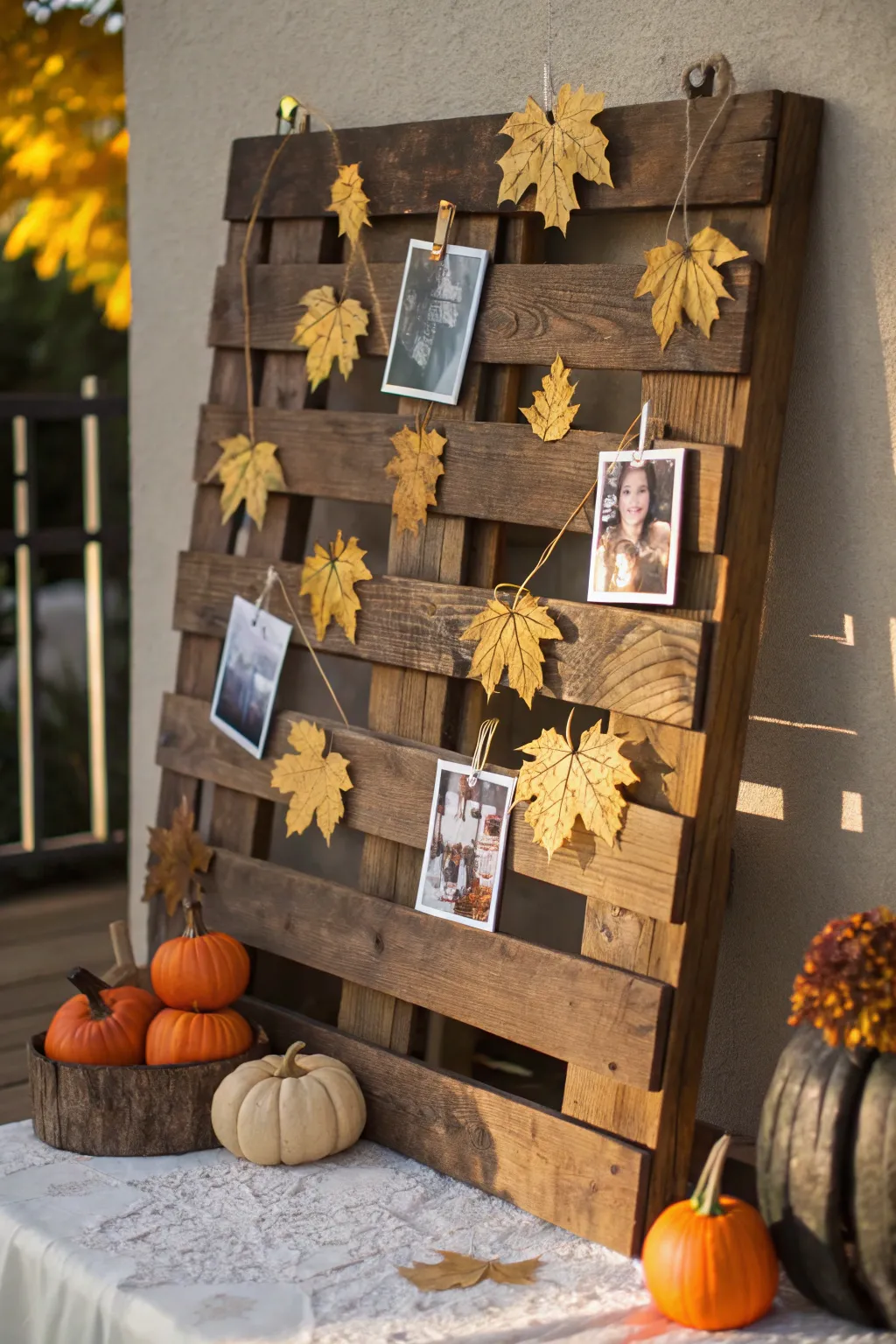 Embrace the season with a cozy autumn pallet board that blends craftsmanship with nature's beauty.