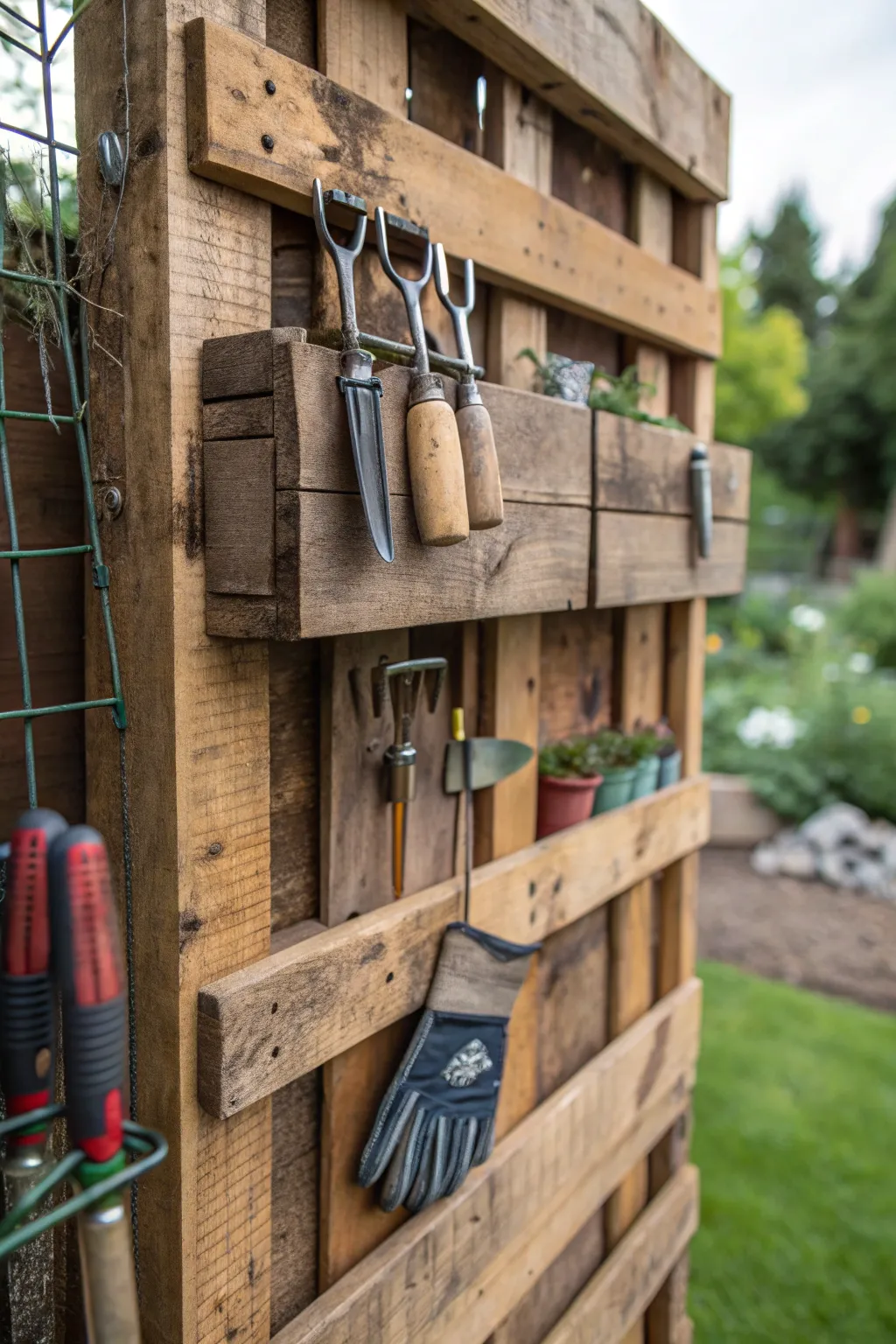 Elevate your garden with a handcrafted tool organizer—where functionality meets rustic charm.