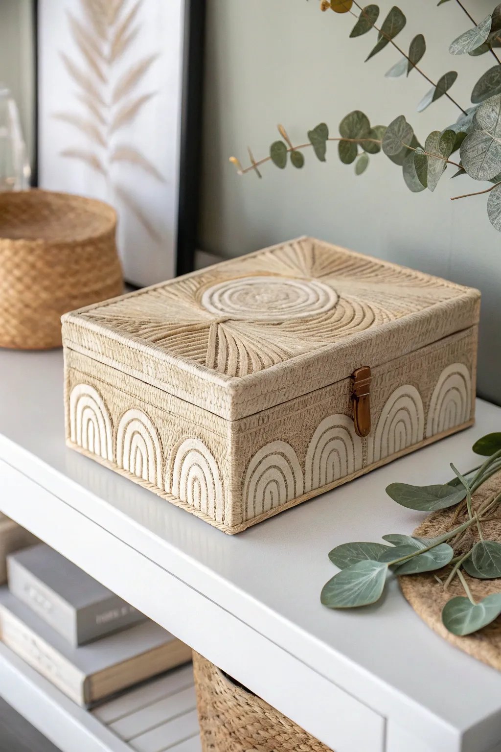 Organize your papers elegantly with minimalist decorative boxes that blend Scandinavian simplicity with Boho charm.