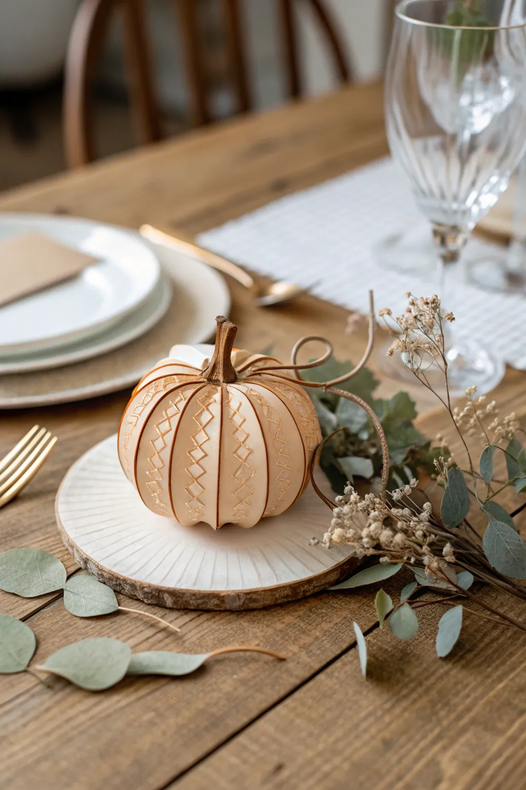 Elevate your fall dinner table with these charming paper pumpkin place cards, a perfect blend of simplicity and elegance.