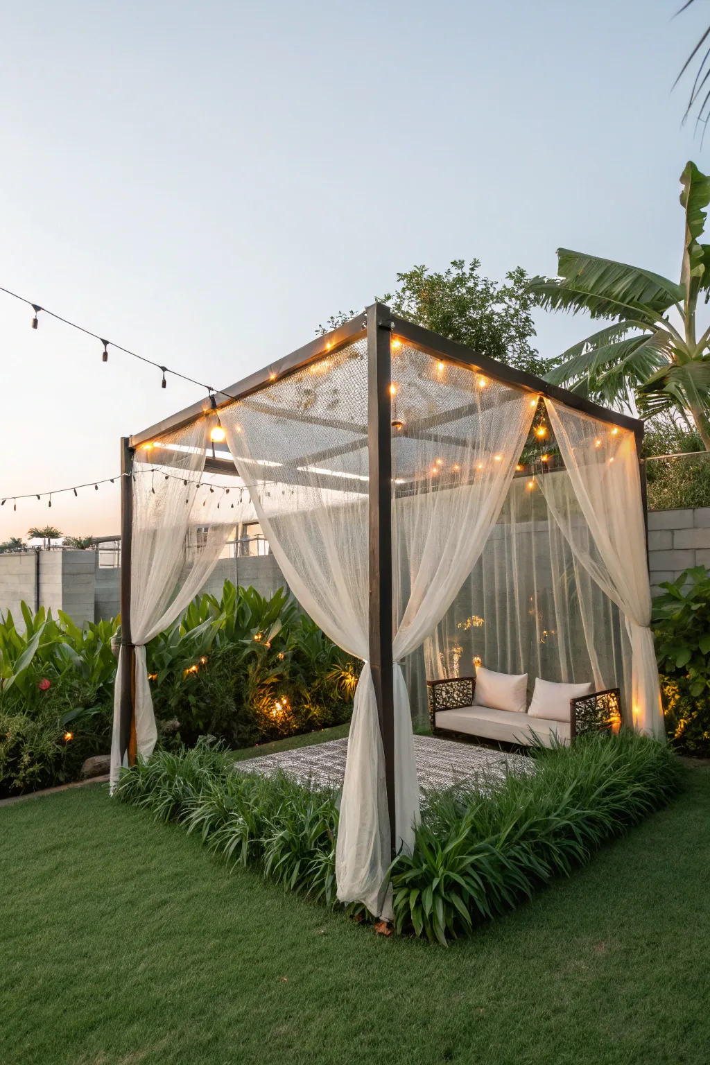 Elevate your spontaneous gatherings with a stylish pop-up netting tent.