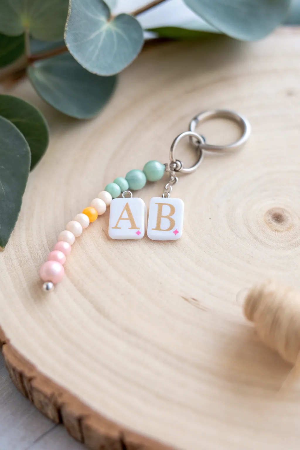 Elevate your keys with a chic monogram keychain, where simplicity meets bohemian charm.