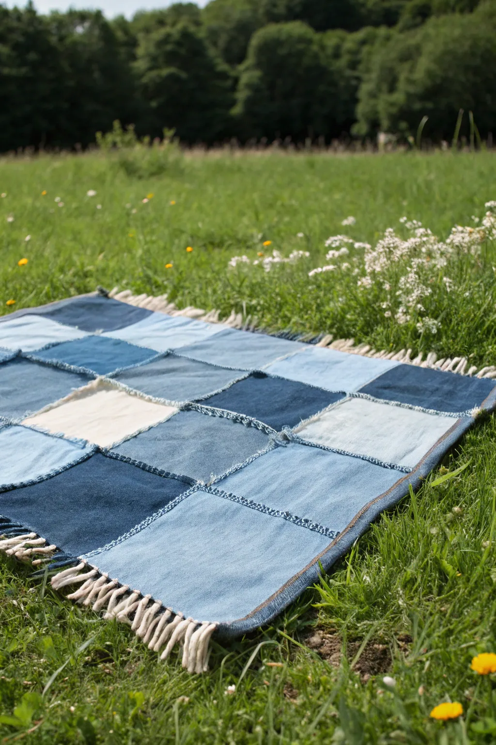 Elevate your outdoor experience with an upcycled denim picnic blanket—where sustainability meets style.