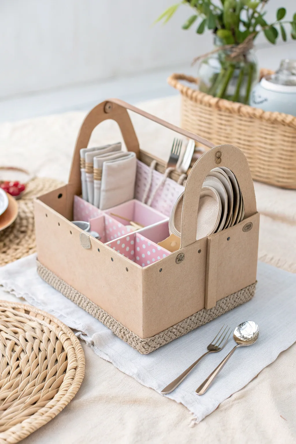 Keep your picnic essentials beautifully organized with this DIY minimalist picnic caddy, perfect for a day of fun with toddlers!