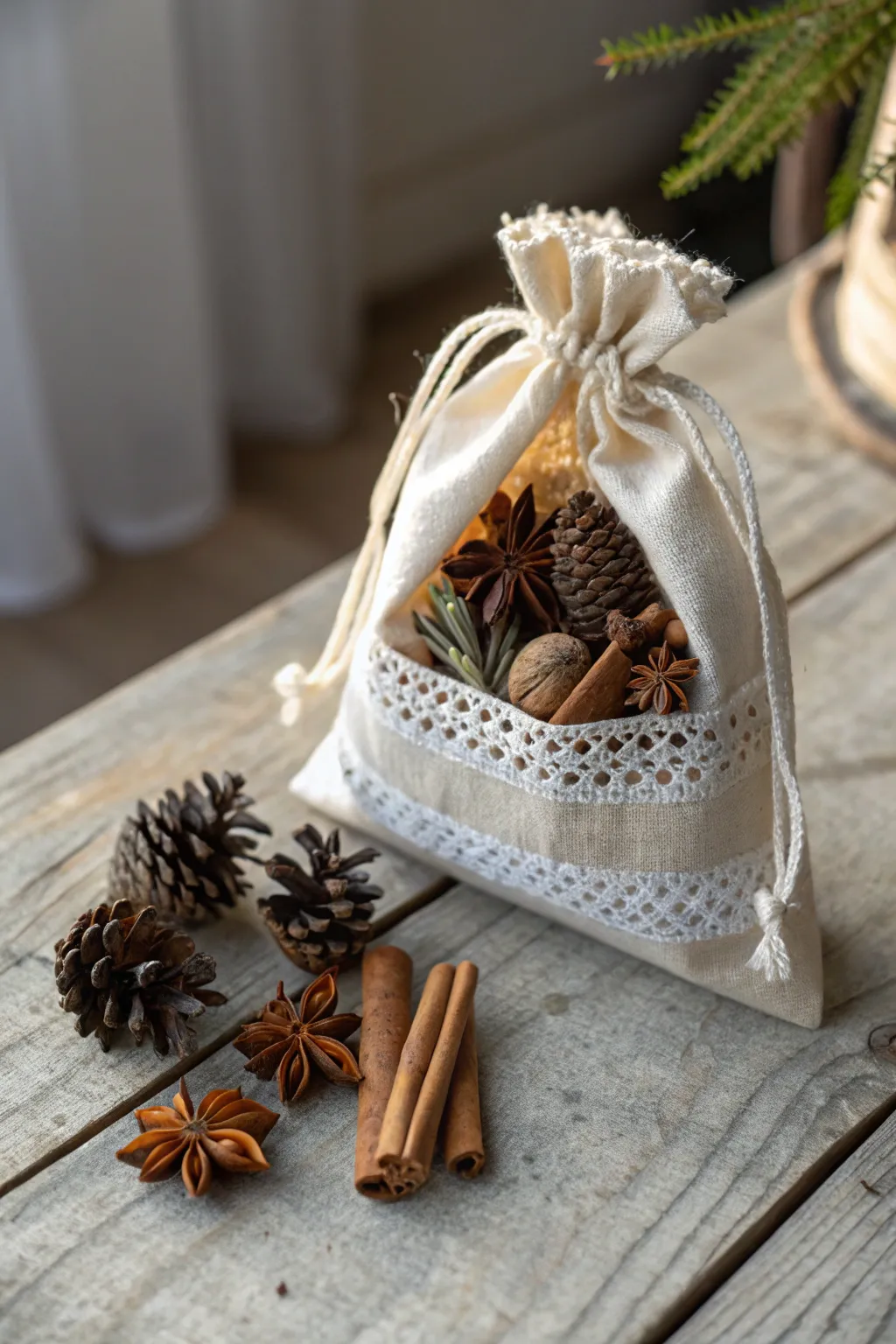 Crafted with love: a fragrant escape with DIY pine cone potpourri.