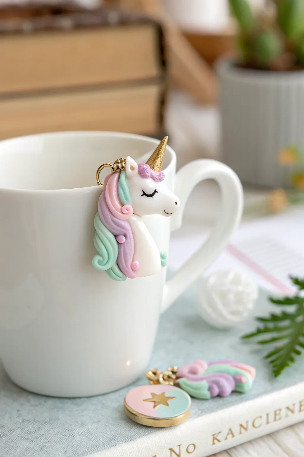 Add a sprinkle of magic to your morning with this whimsical unicorn mug charm.